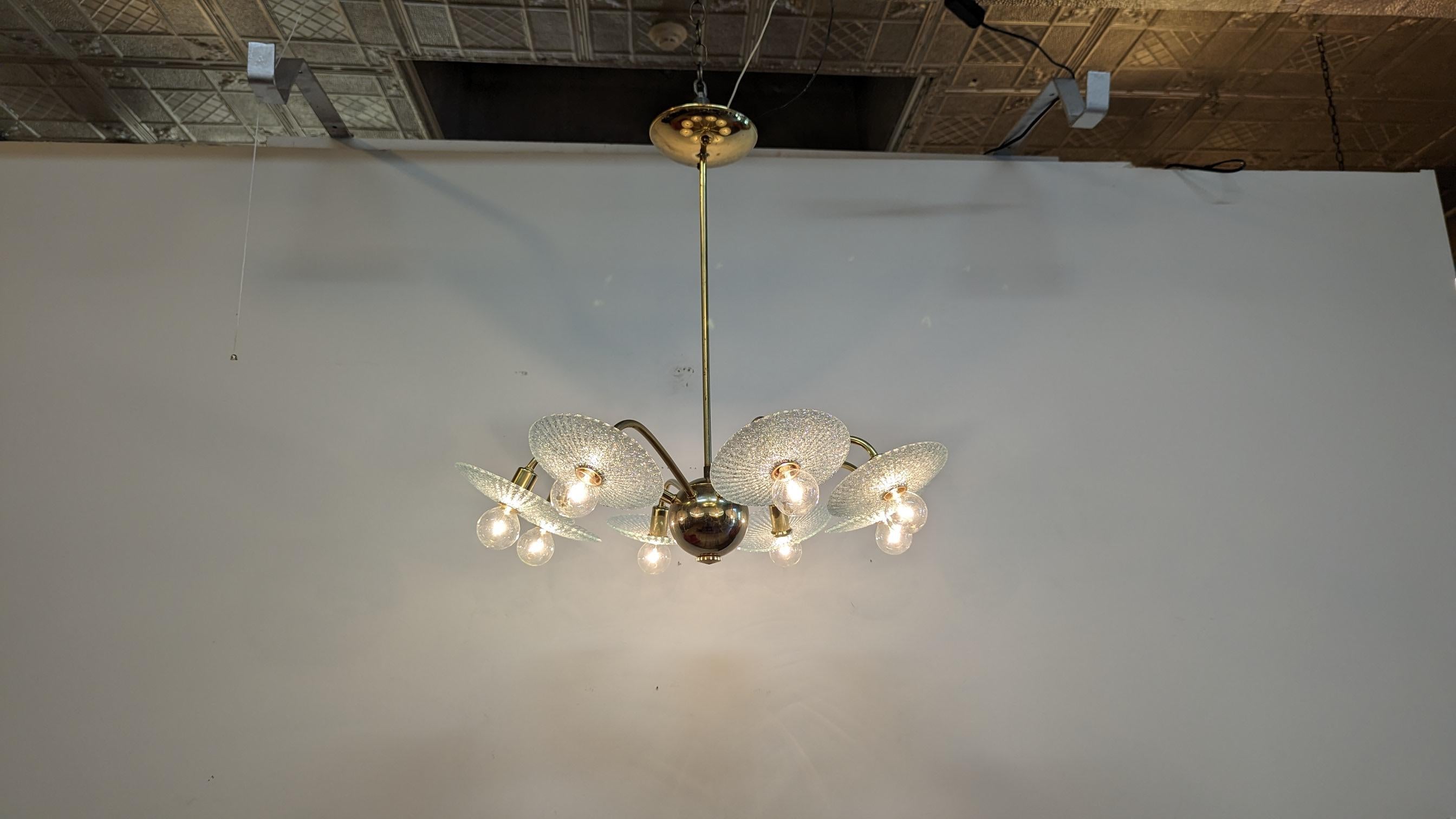 Mid Century Brass Eight Arm Sputnik Chandelier  4