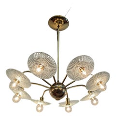 Retro Mid Century Brass Eight Arm Sputnik Chandelier 