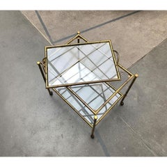 Mid-Century Brass Fake Bamboo Tray Serving Cart or Side Table, 1960s