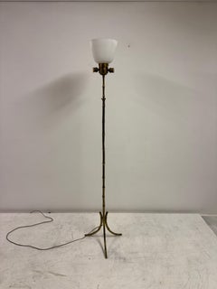 Mid-Century Brass Faux Bamboo Floor Lamp in the Manner of Maison Bagues