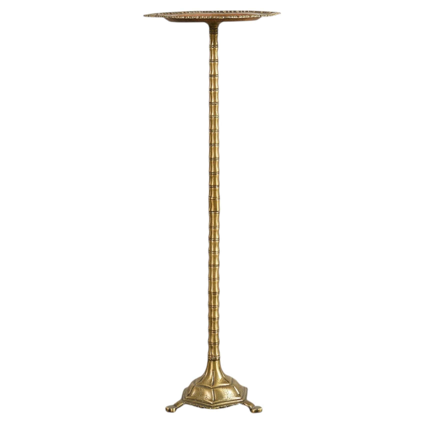 Mid-Century Messing Faux-Bambus Pedestal Martini Drink Tisch