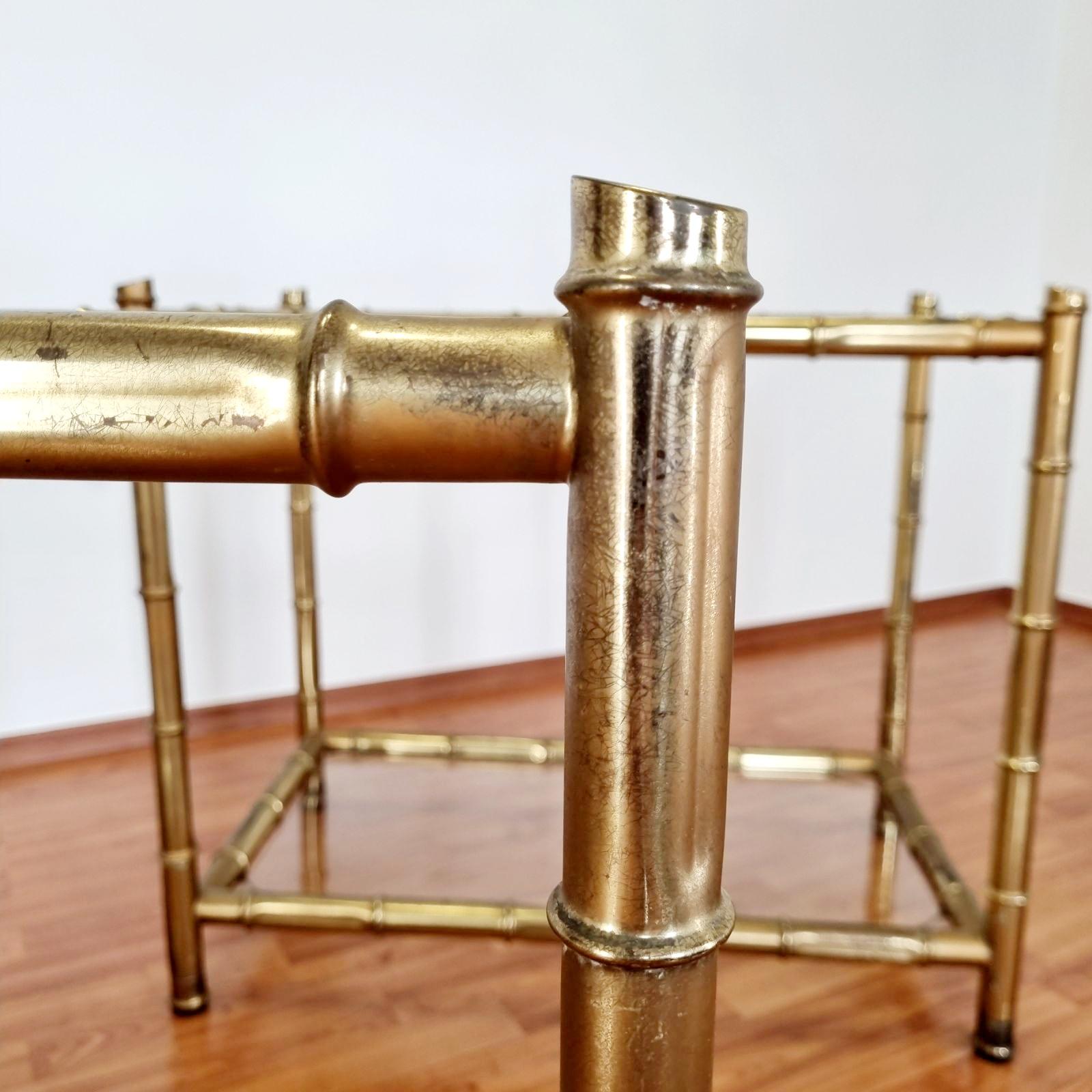 Mid Century Brass Faux Bamboo Side Tables, Italy 60s, Pair 2