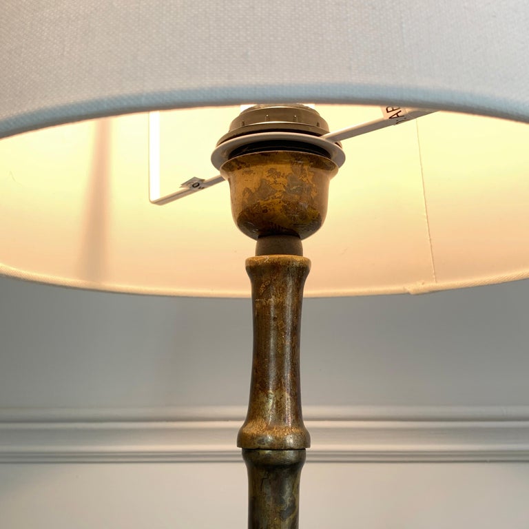 Mid-Century Modern Mid Century Brass Faux Bamboo Table Lamp For Sale