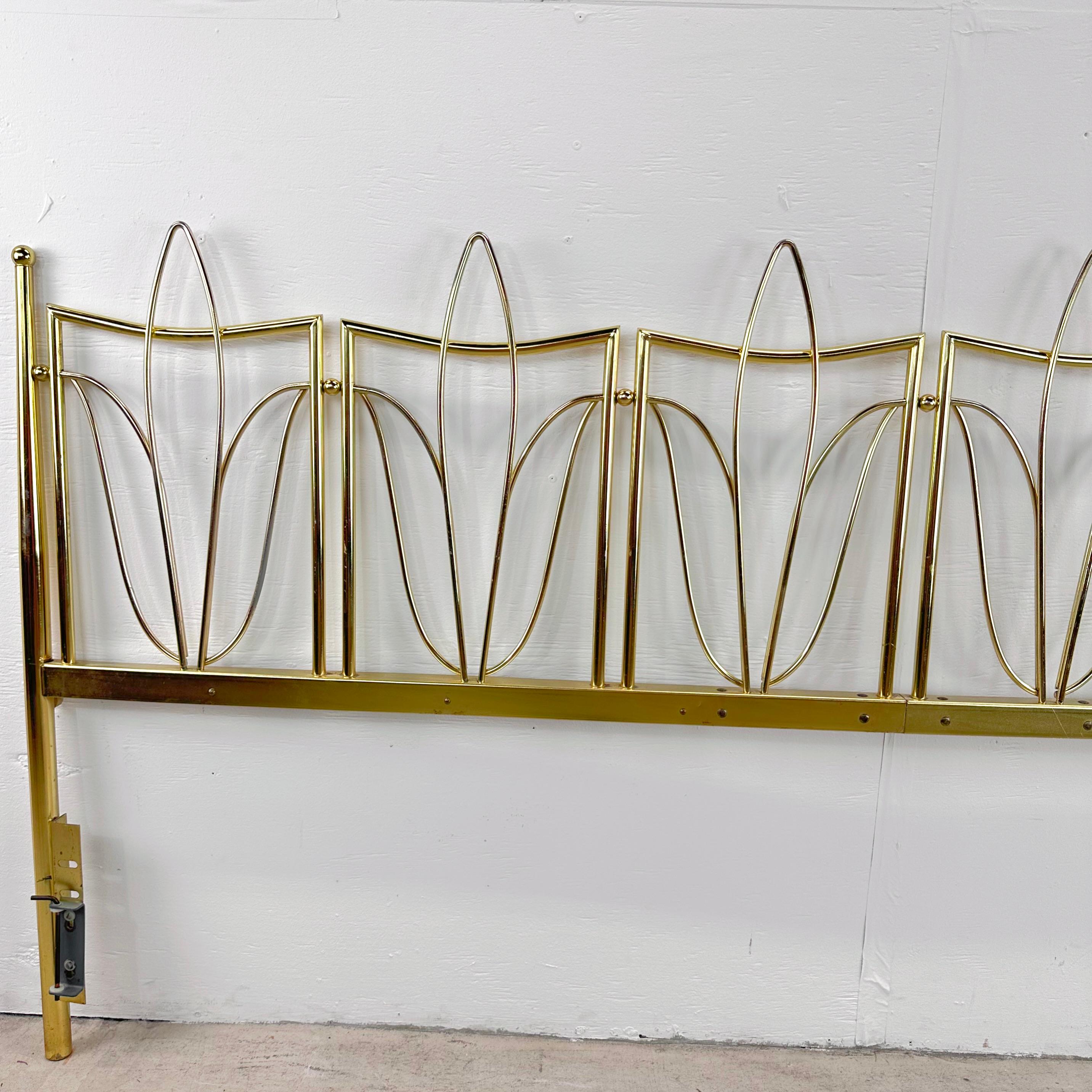Experience the Glamour of a Bygone Era with this decorative Mid-Century Hollywood Regency King Size Headboard. Crafted with the finest attention to detail, this headboard is a testament to the artistic brilliance of mid-century craftsmanship. The