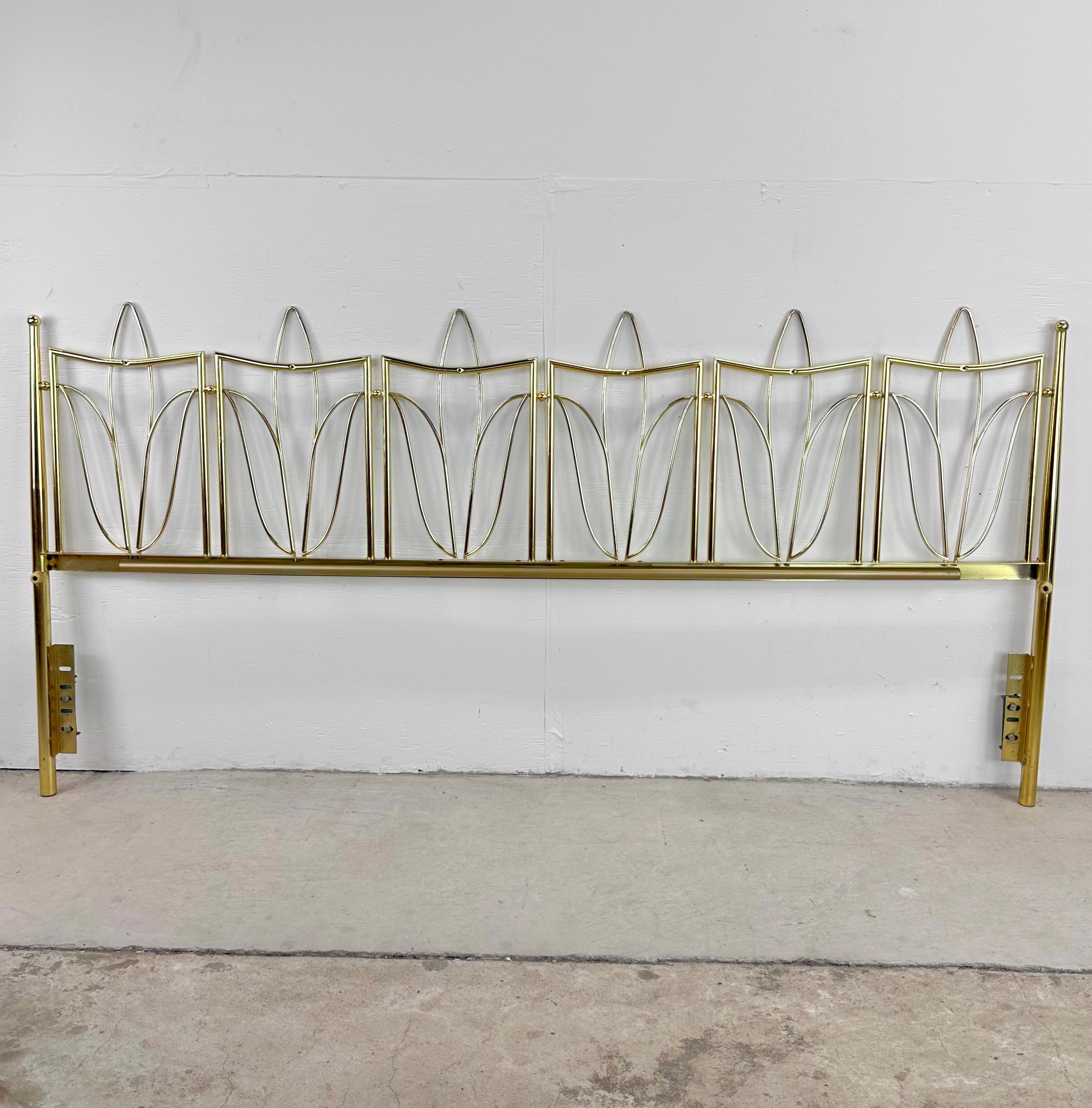 Unknown Mid-Century Brass Finish King Size Headboard For Sale