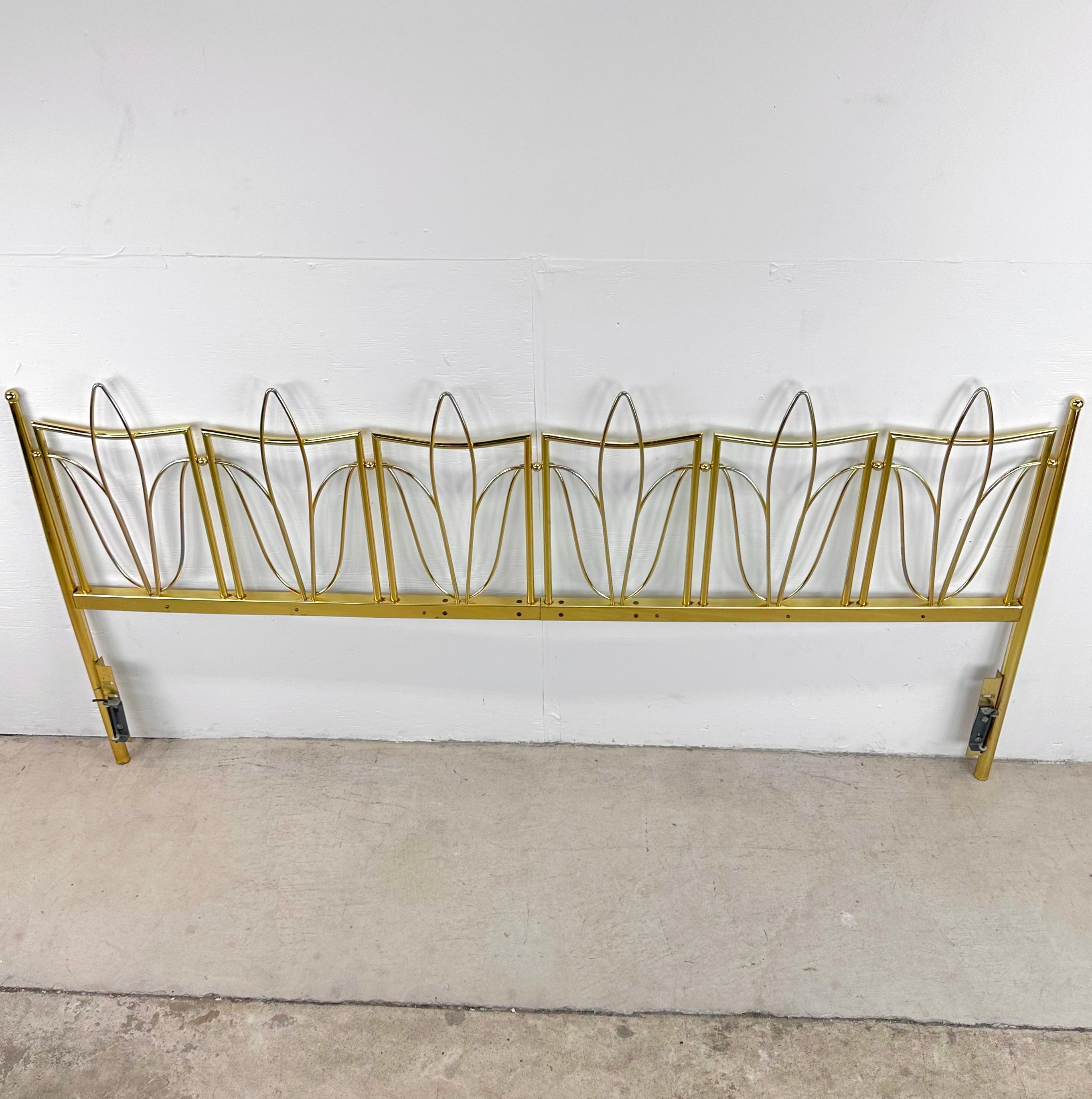 Other Mid-Century Brass Finish King Size Headboard For Sale
