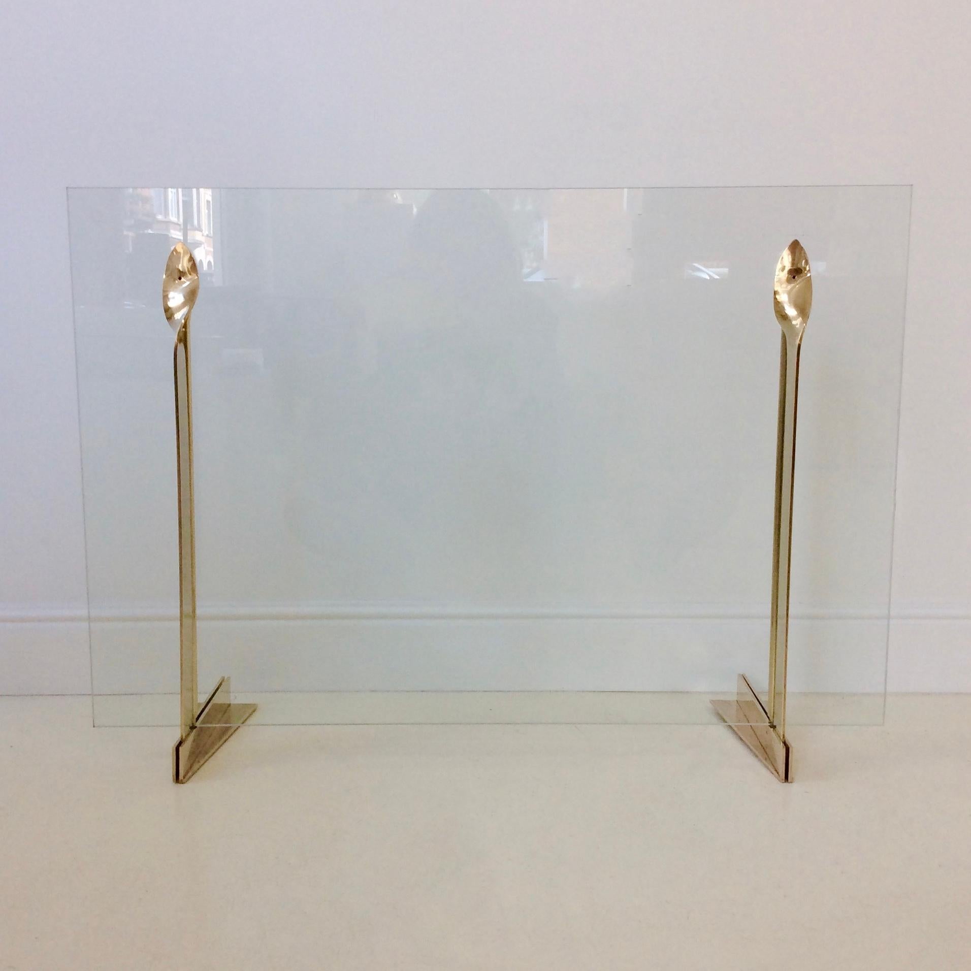 Mid-Century Modern Mid-Century Brass Fire Screen, circa 1970, France