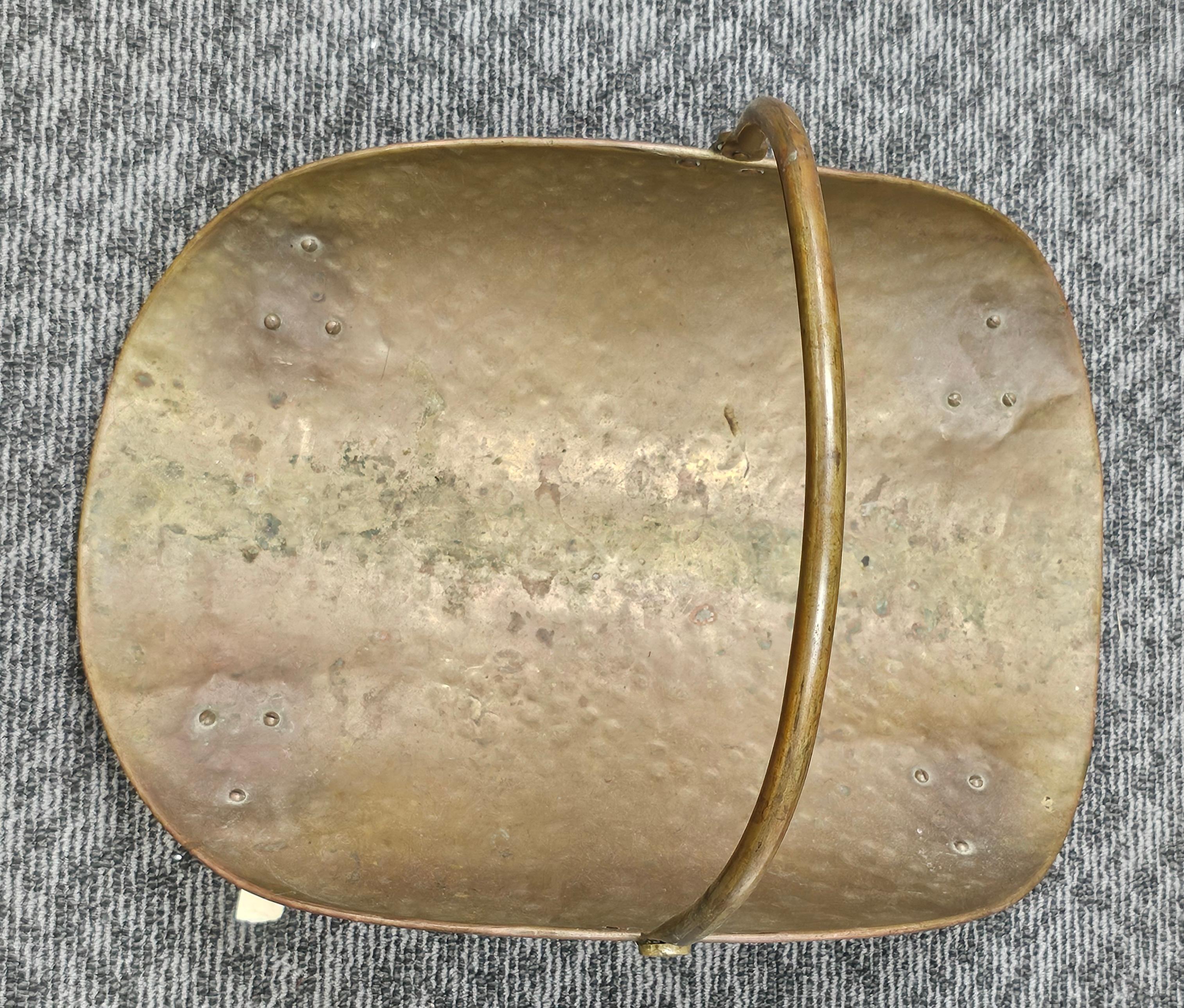 Neoclassical Mid Century Brass Fireplace Log Holder with Paw Feet For Sale