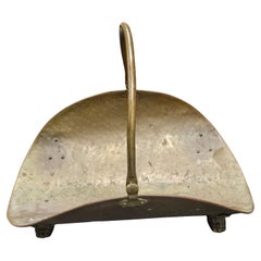 Mid Century Brass Fireplace Log Holder with Paw Feet