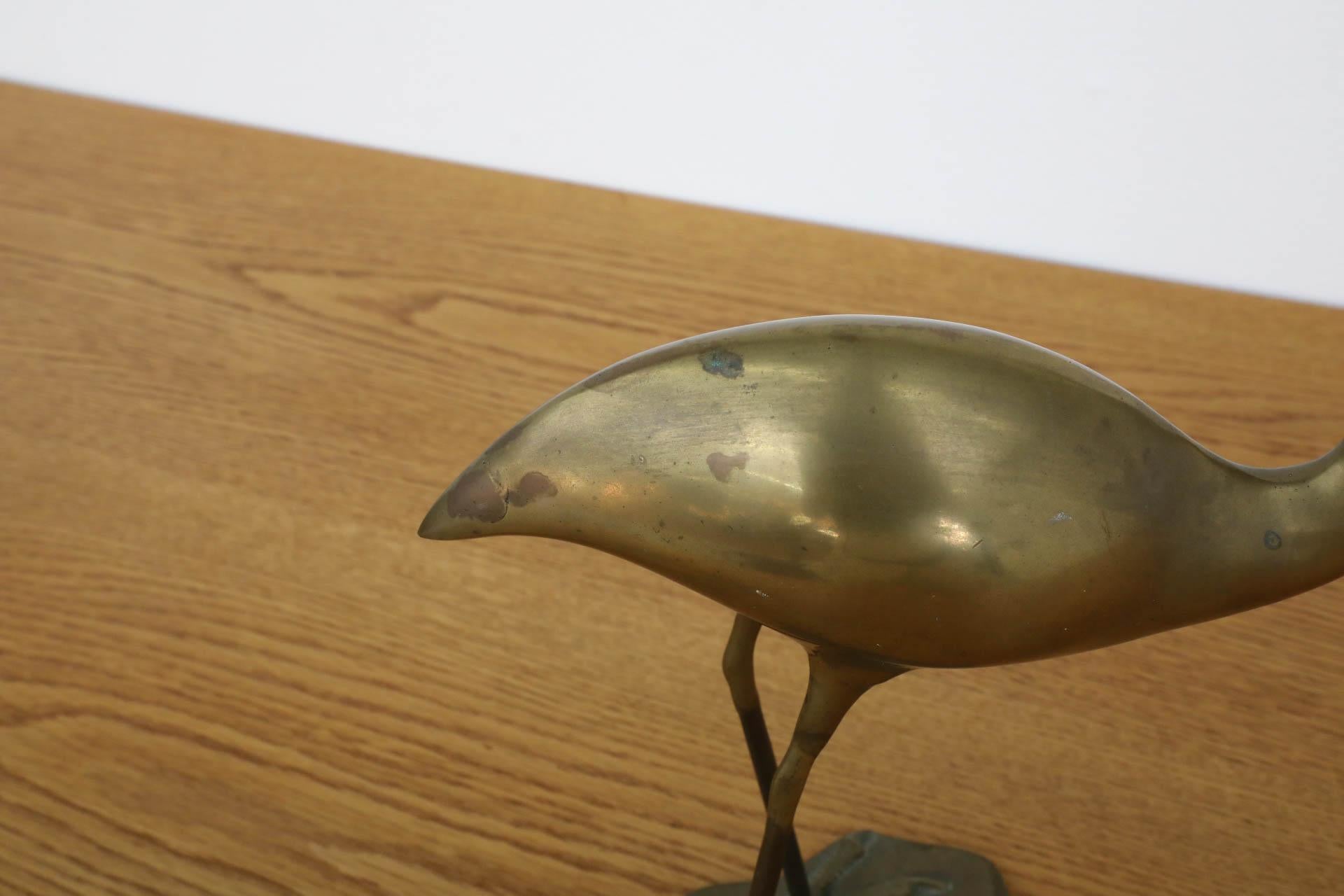 Mid-Century Brass Flamingo Sculpture 9