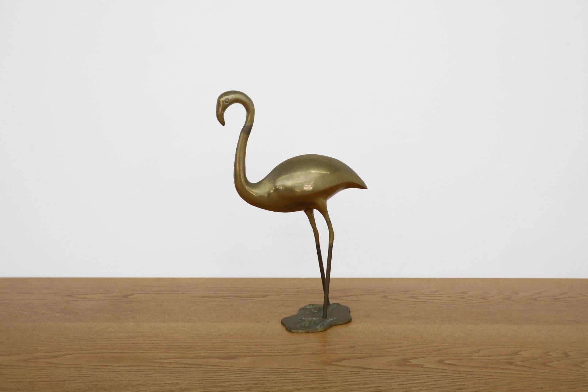Mid-Century Modern Mid-Century Brass Flamingo Sculpture