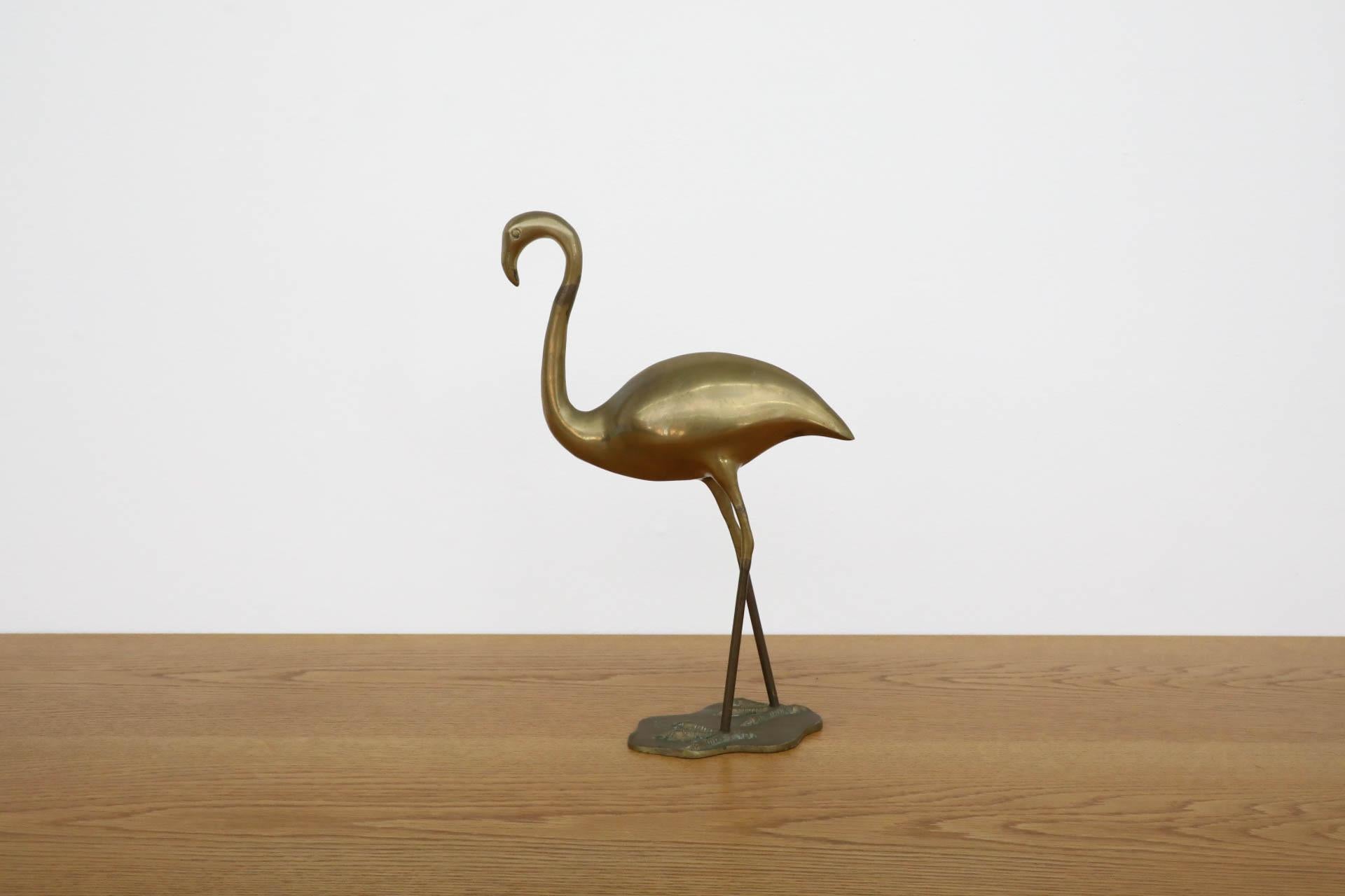 Dutch Mid-Century Brass Flamingo Sculpture