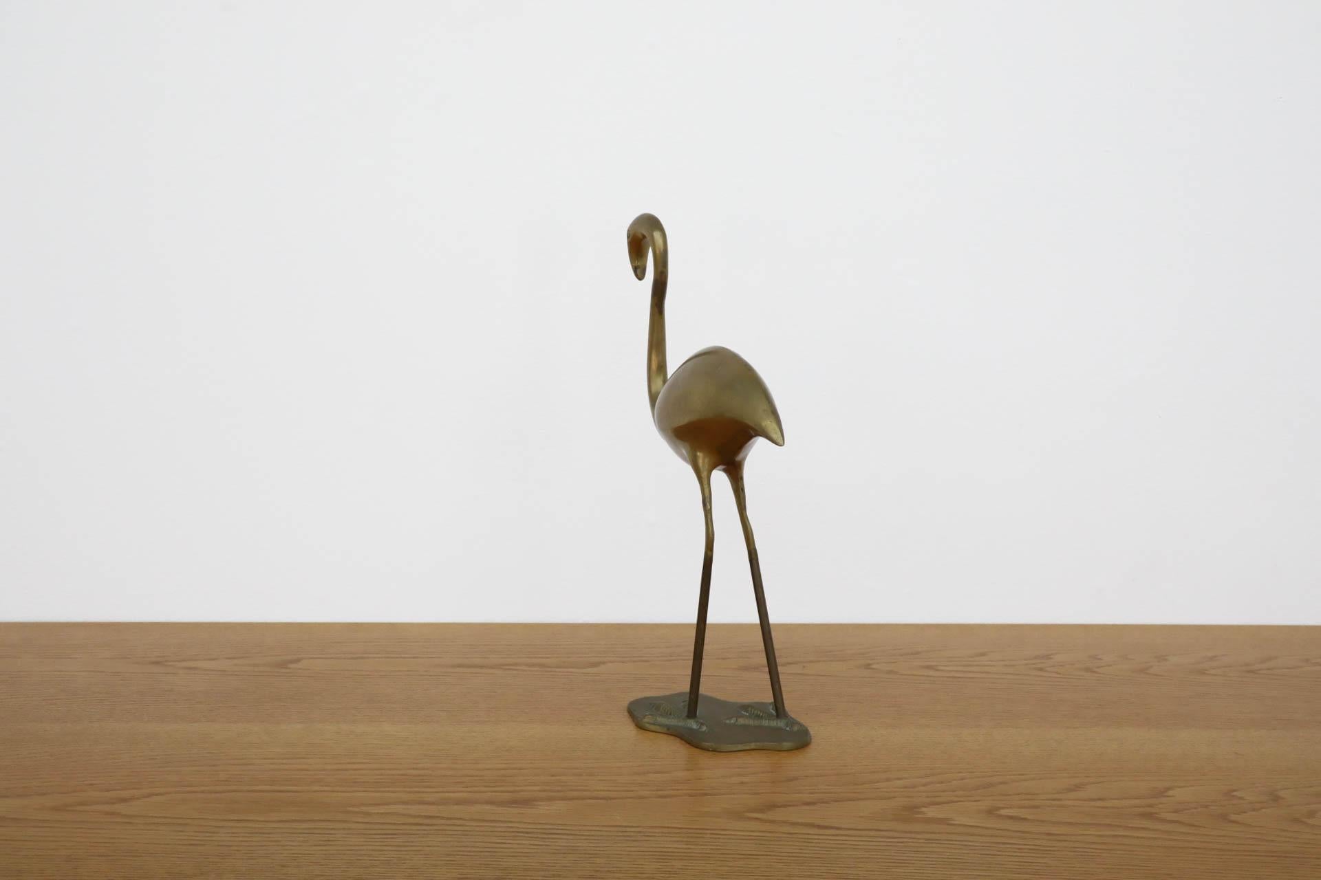 Mid-Century Brass Flamingo Sculpture In Good Condition In Los Angeles, CA