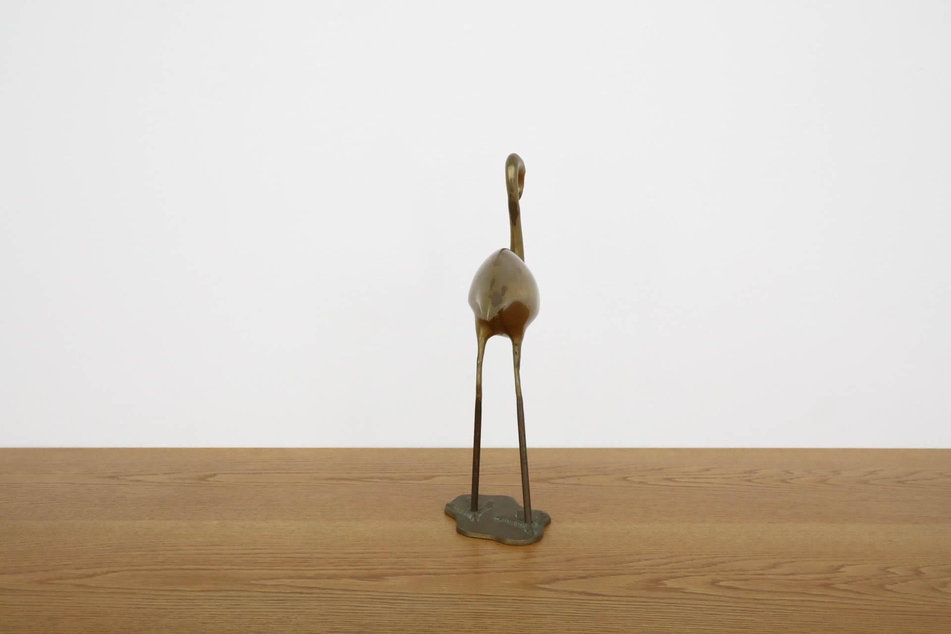 20th Century Mid-Century Brass Flamingo Sculpture