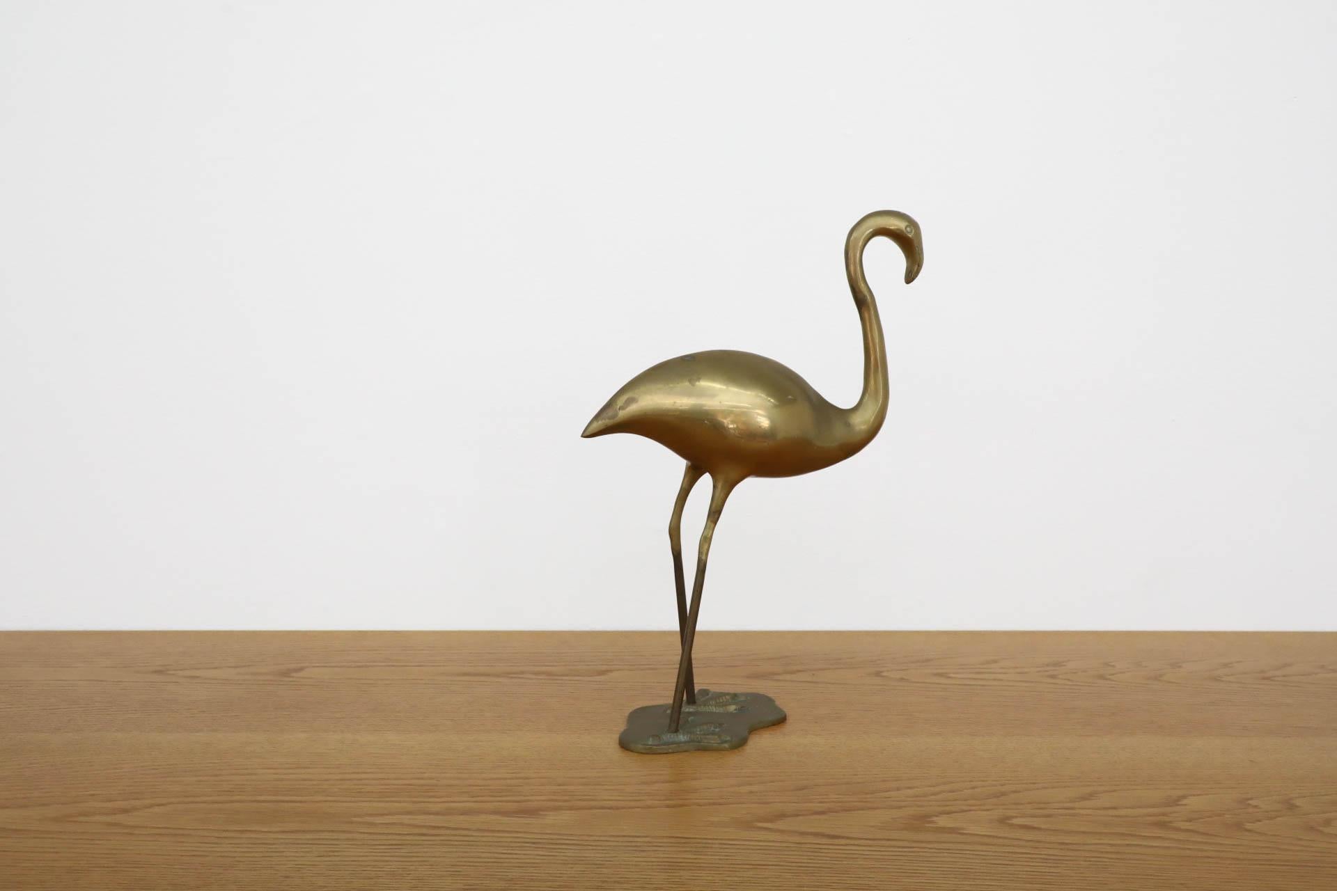Mid-Century Brass Flamingo Sculpture 1
