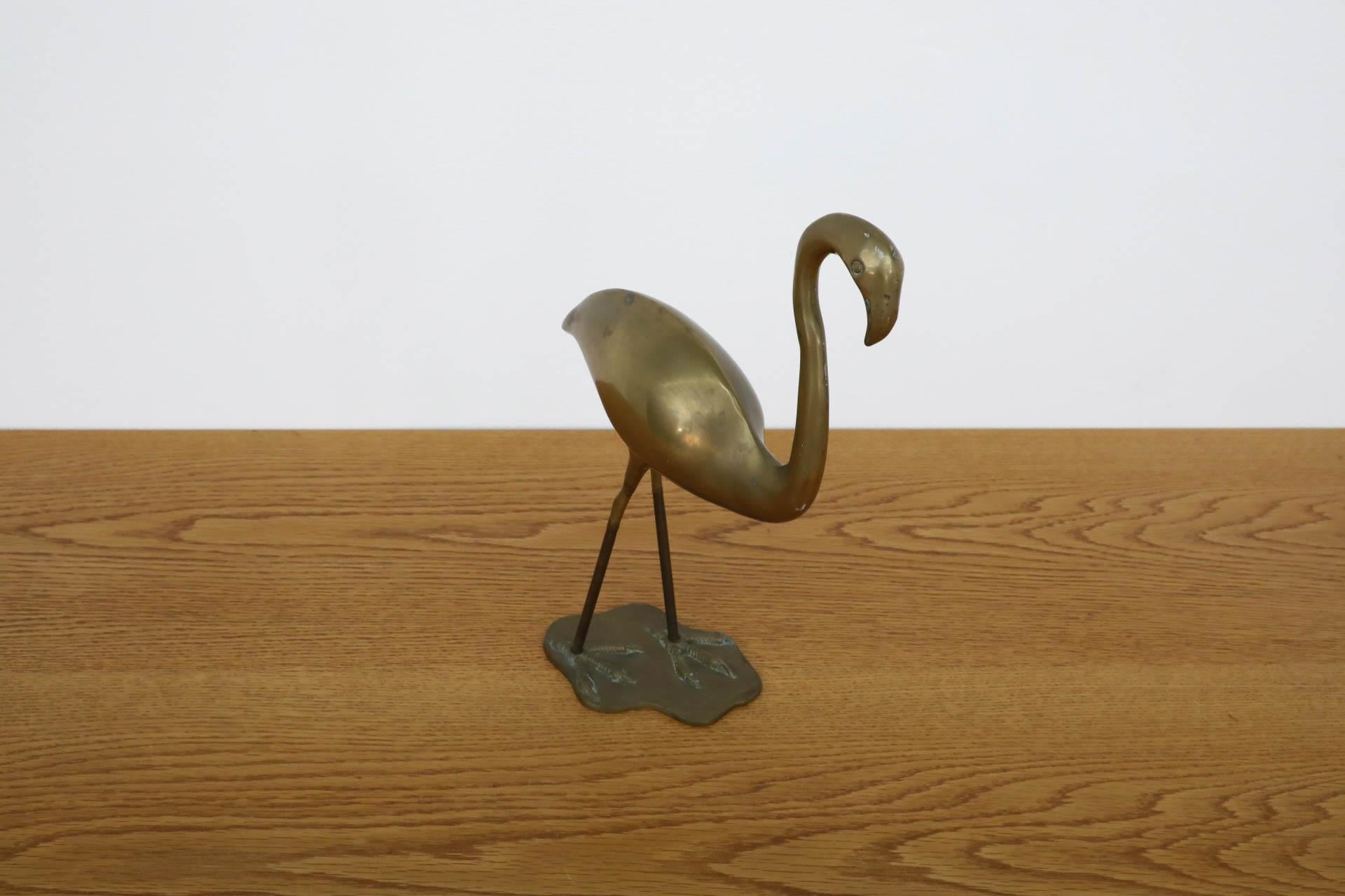 Mid-Century Brass Flamingo Sculpture 3
