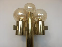 Midcentury Brass Floor Lamp by Gaetano Sciolari, Murano Glass, Italy, 1970s