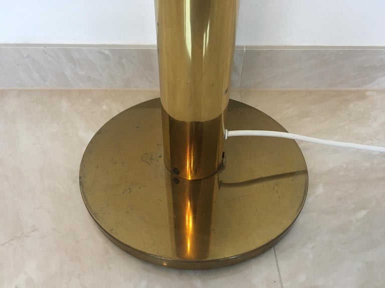 Italian Midcentury Brass Floor Lamp by Gaetano Sciolari, Murano Glass, Italy, 1970s For Sale