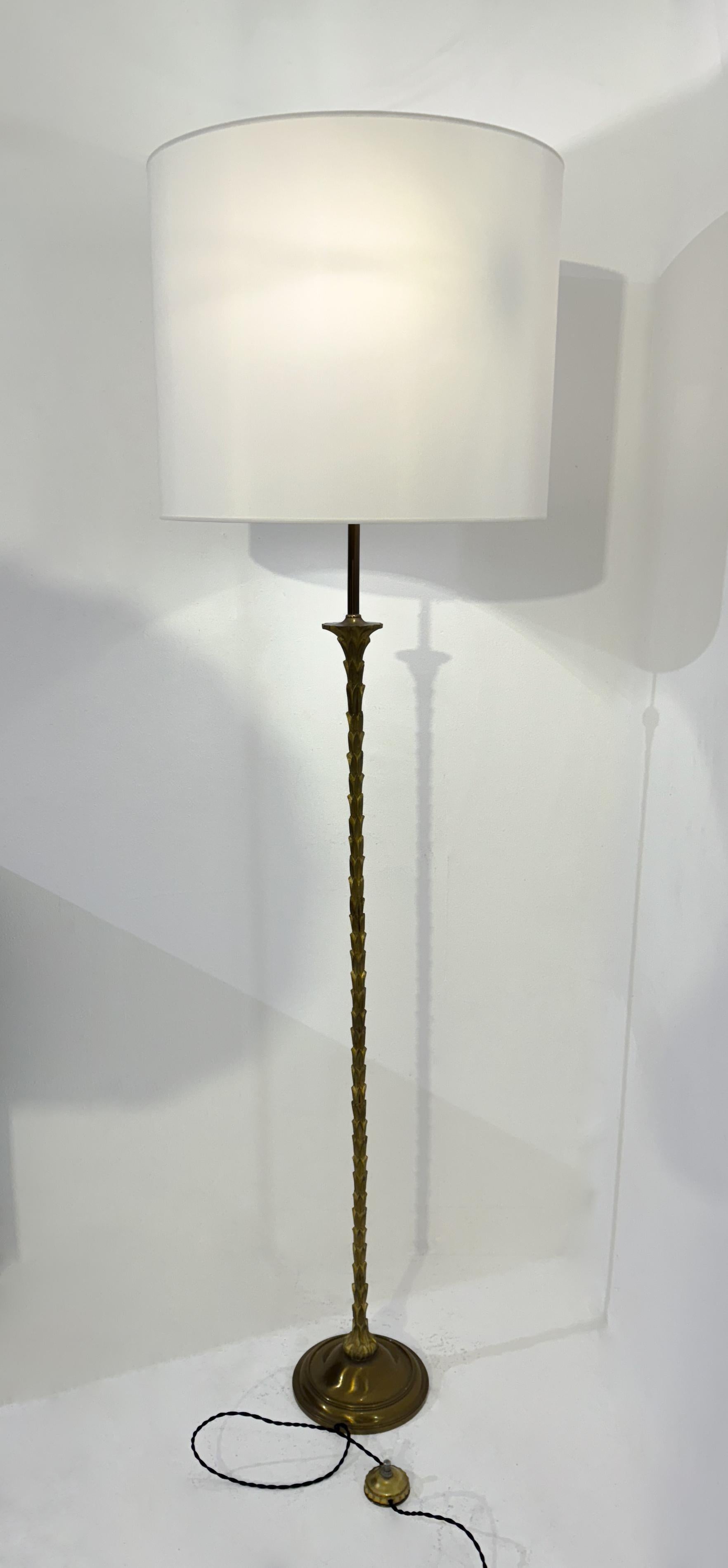 Mid-20th Century Mid-Century Brass Floor Lamp by Maison Baguès, France, 1950s For Sale