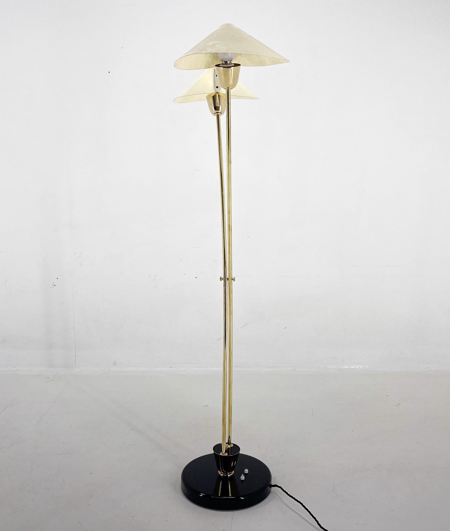 Czech Mid-century Brass Floor Lamp by Napako, 1960s For Sale
