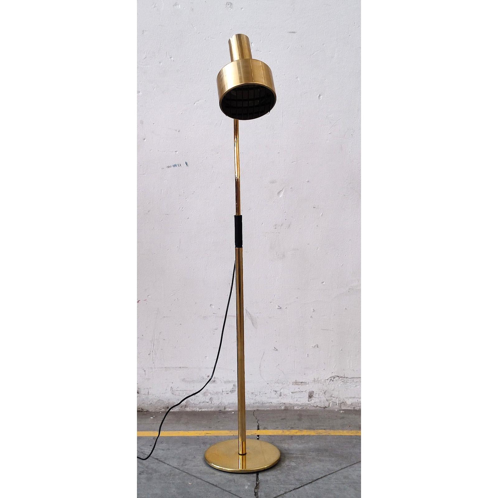 Swedish Mid-Century Brass Floor Lamp, Fagerhults Sweden, 1960s For Sale