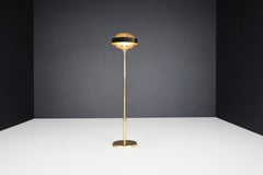 Mid-Century Brass Floor Lamp with Hand-Blown Glass Shade – Prague, 1960s