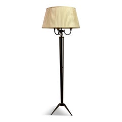 Mid Century Brass Floor Lamp with Tripod Base by Maison Jansen
