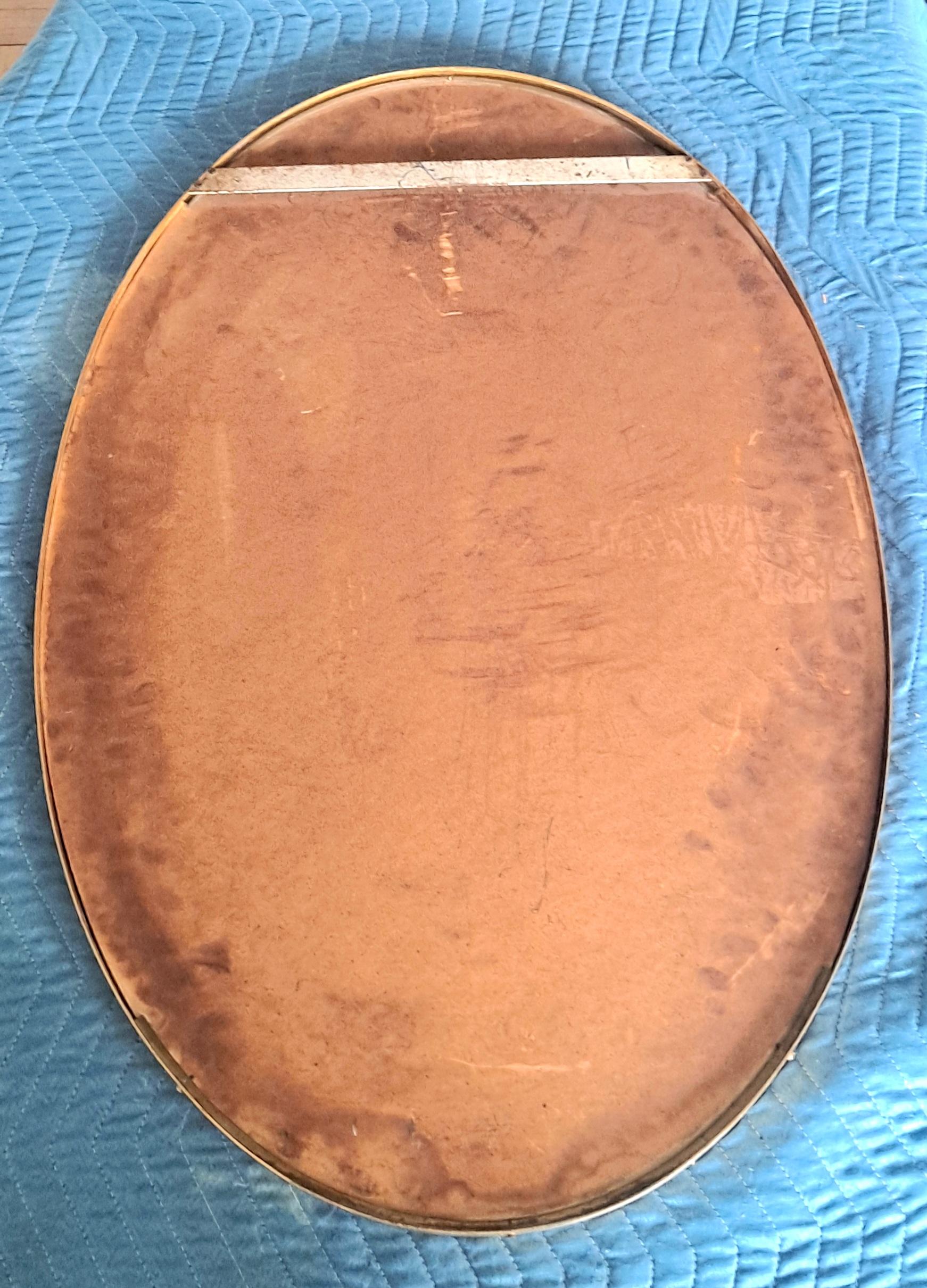 Italian Mid Century Brass frame Mirror For Sale