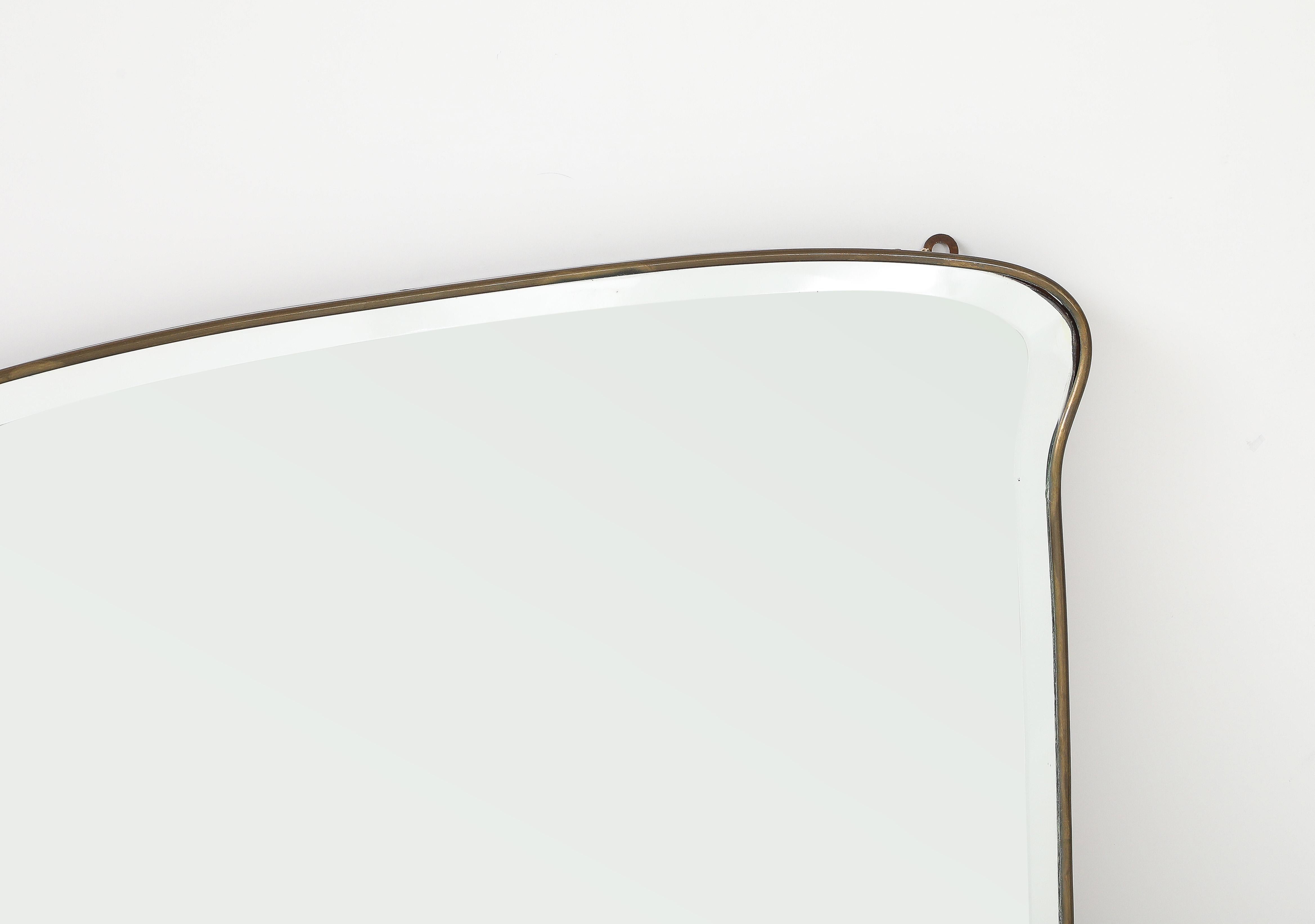 Milieu du XXe siècle Miroir biseauté du milieu du siècle dernier dans le style de Gio Ponti, Italie, 1950 en vente