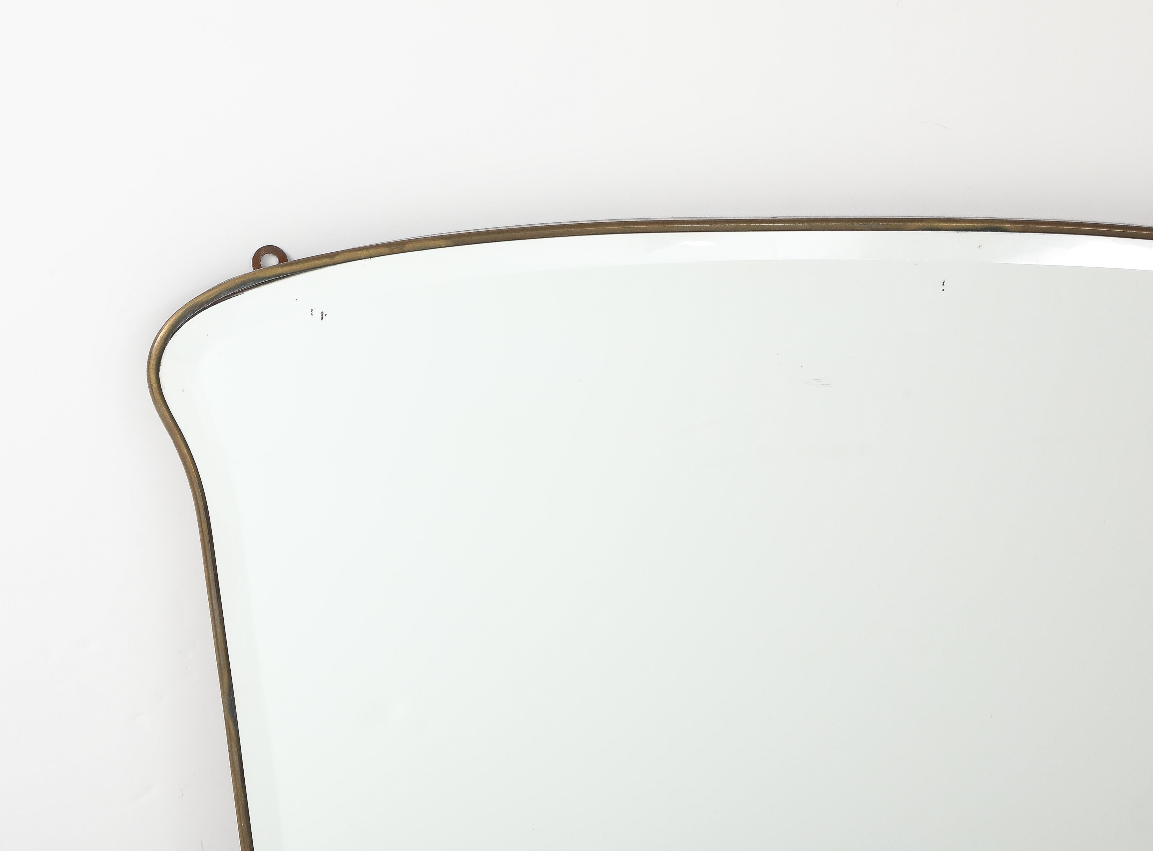 Laiton Miroir biseauté du milieu du siècle dernier dans le style de Gio Ponti, Italie, 1950 en vente