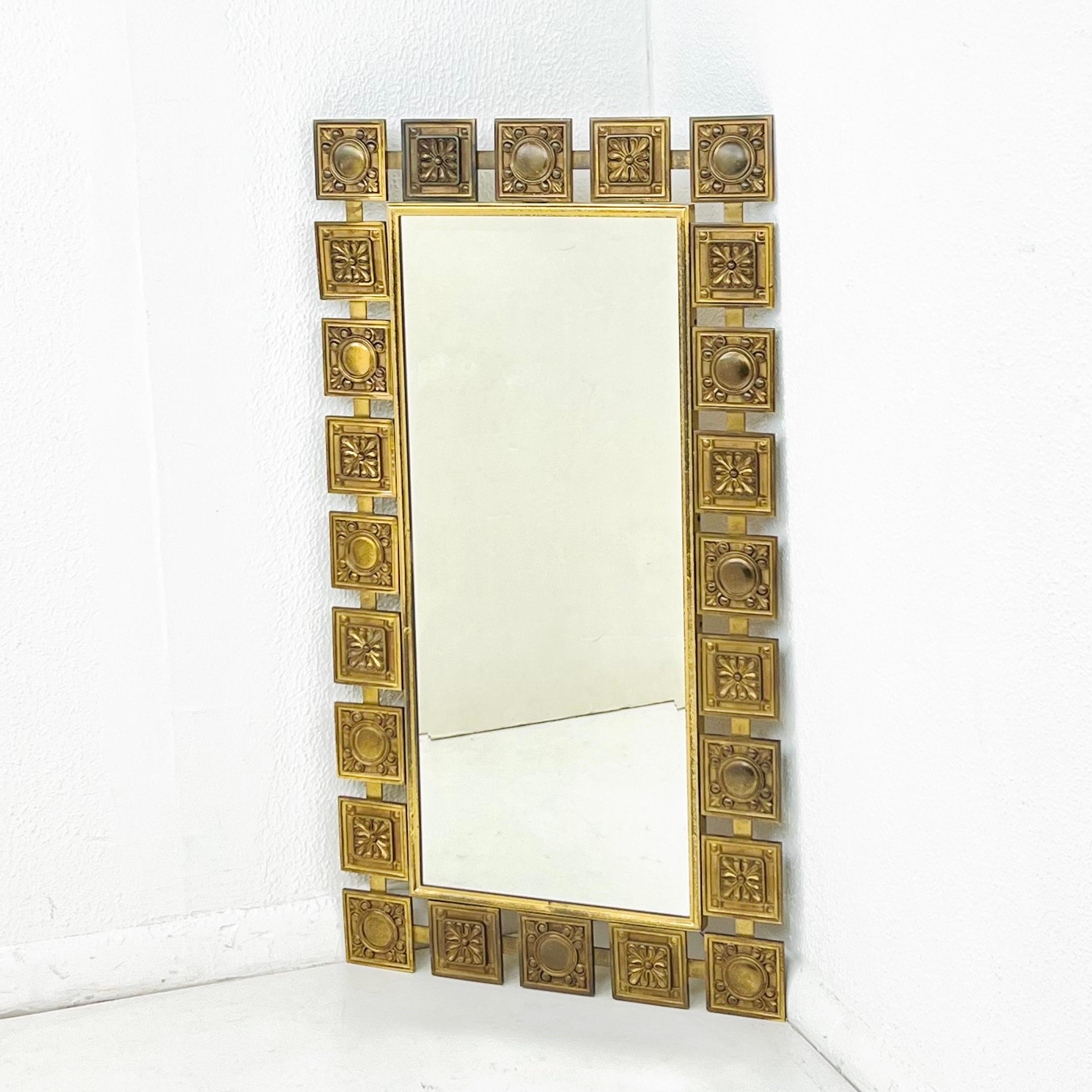 Mid Century Brass Framed Mirror For Sale 5