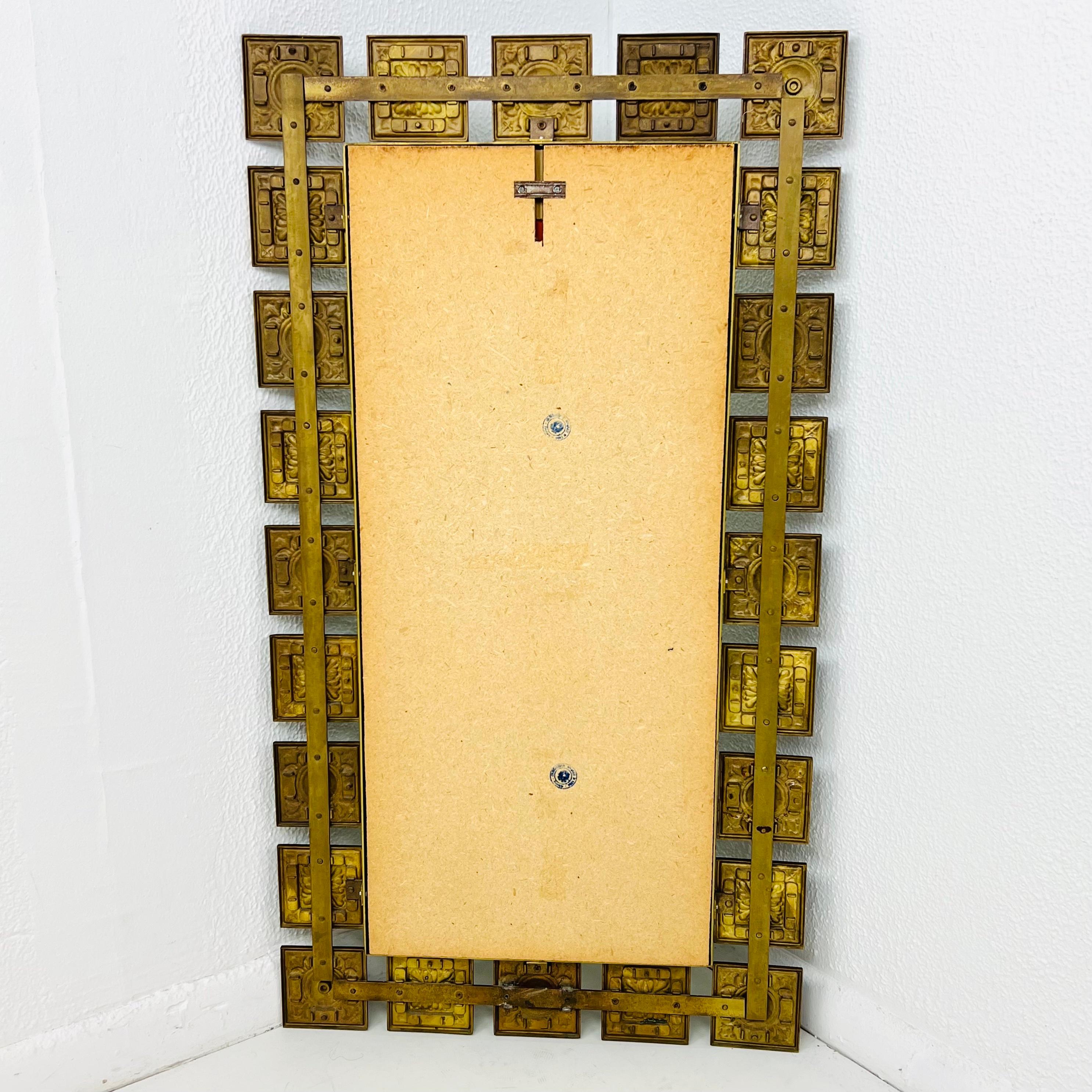 Mid Century Brass Framed Mirror For Sale 6