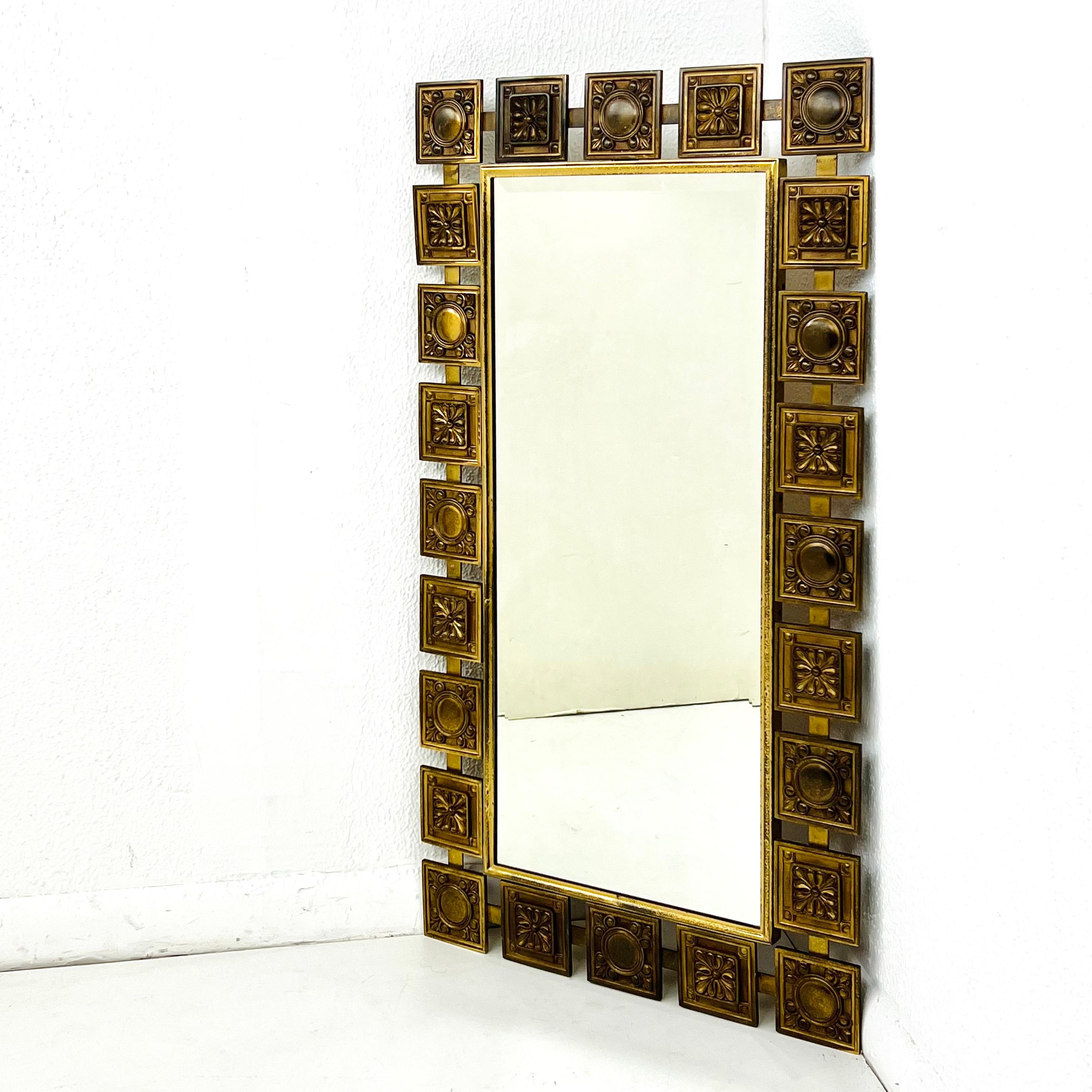Mid-Century Modern Mid Century Brass Framed Mirror For Sale