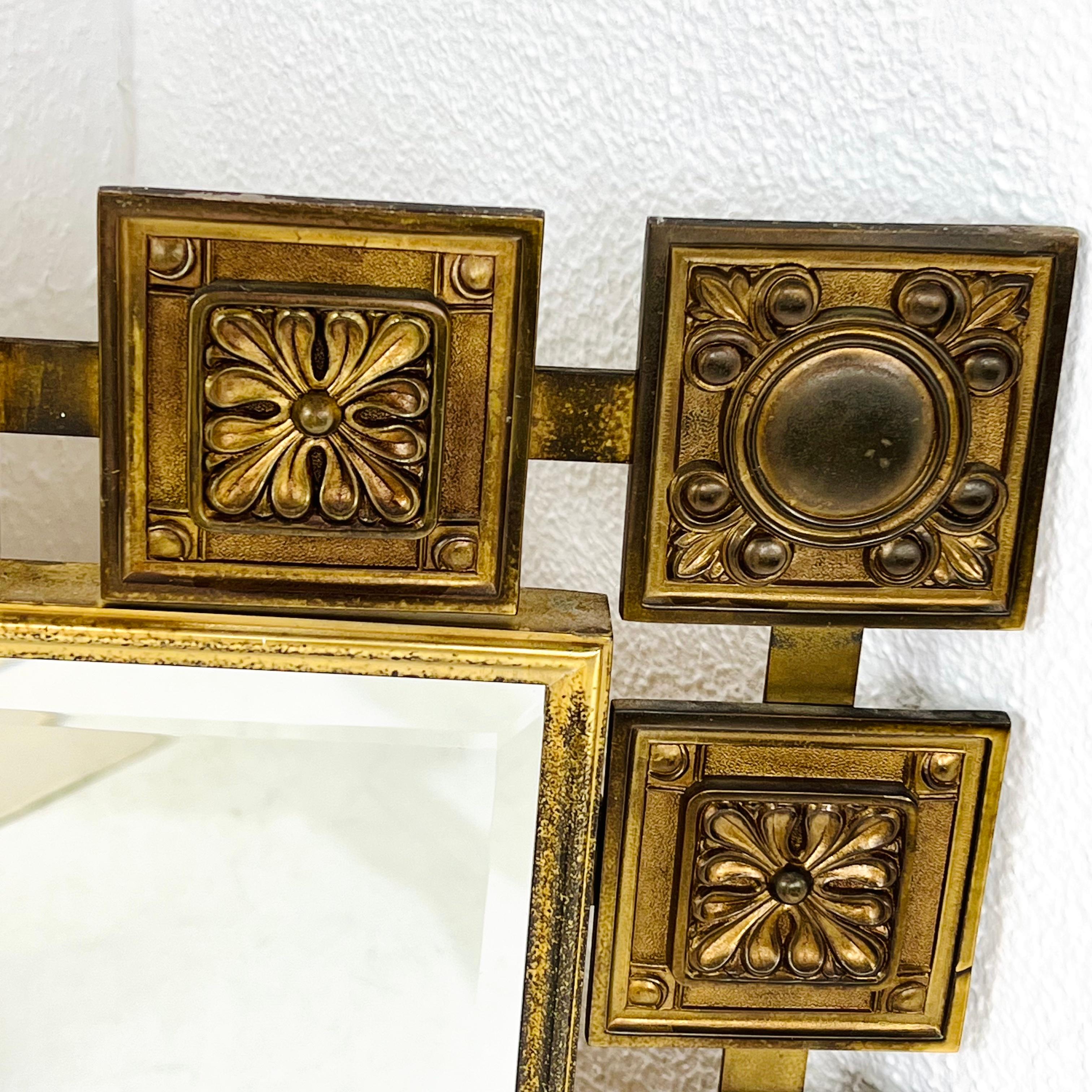 Mid Century Brass Framed Mirror In Good Condition For Sale In Dallas, TX
