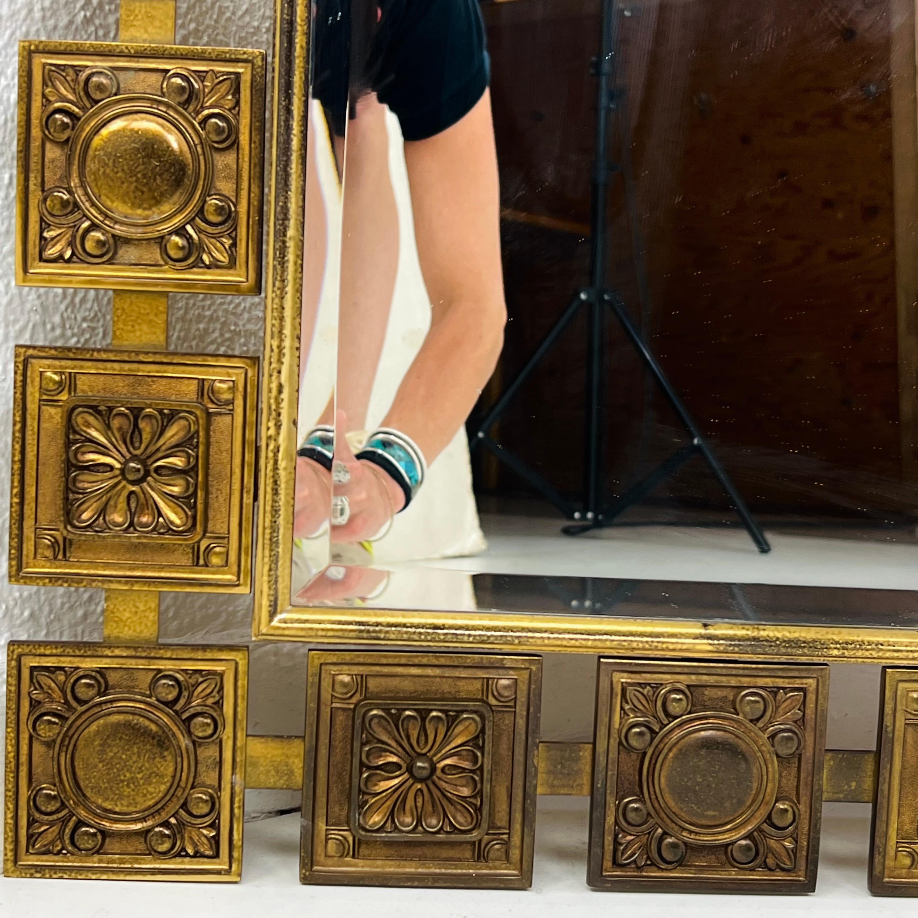 Mid Century Brass Framed Mirror For Sale 1