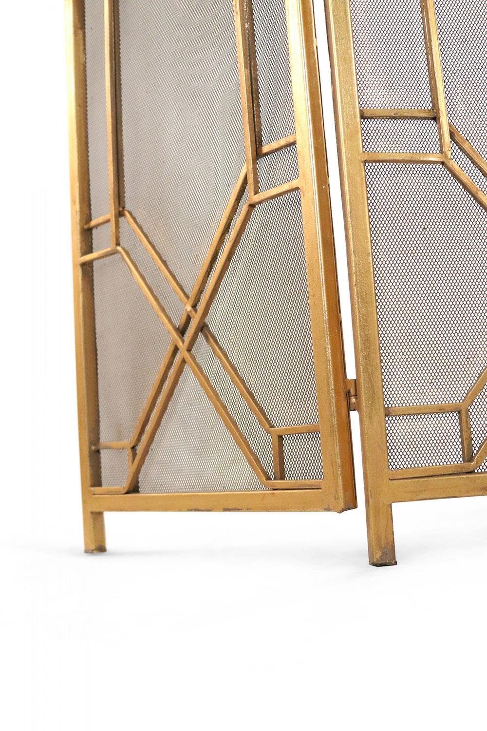 Mid-Century Messing gerahmt Tri-Fold Kaminschirm im Angebot 5