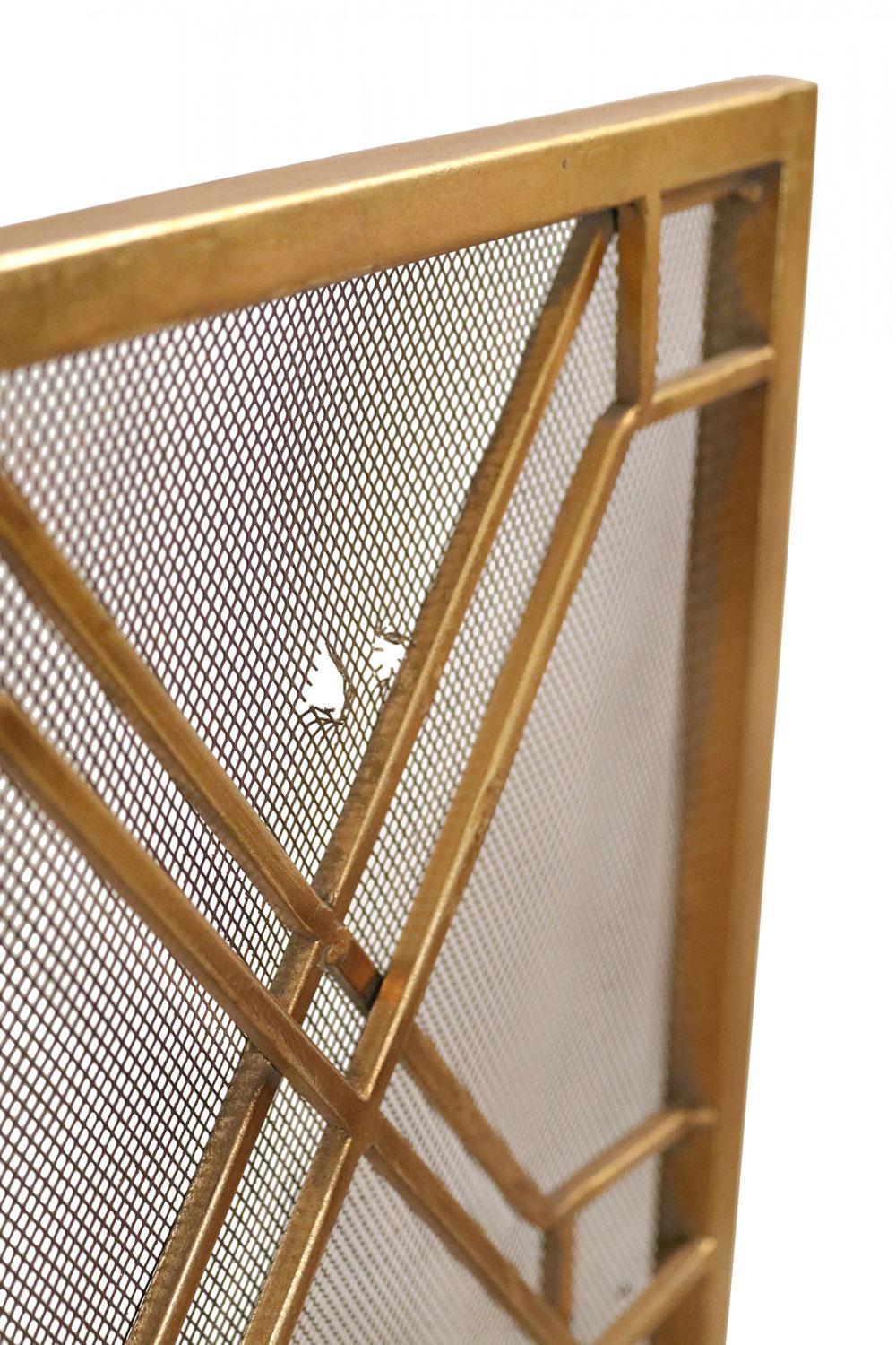 Mid-Century Messing gerahmt Tri-Fold Kaminschirm im Angebot 6