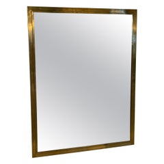 Mid Century Brass-Framed Wall Mirror, Italy 1950s