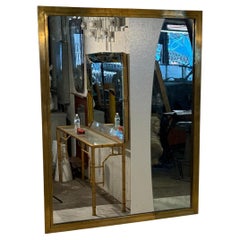 Mid Century Brass-Framed Wall Mirror, Italy 1950s