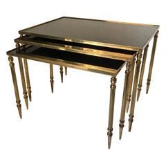 Midcentury Brass French Jansen Style Nesting Table