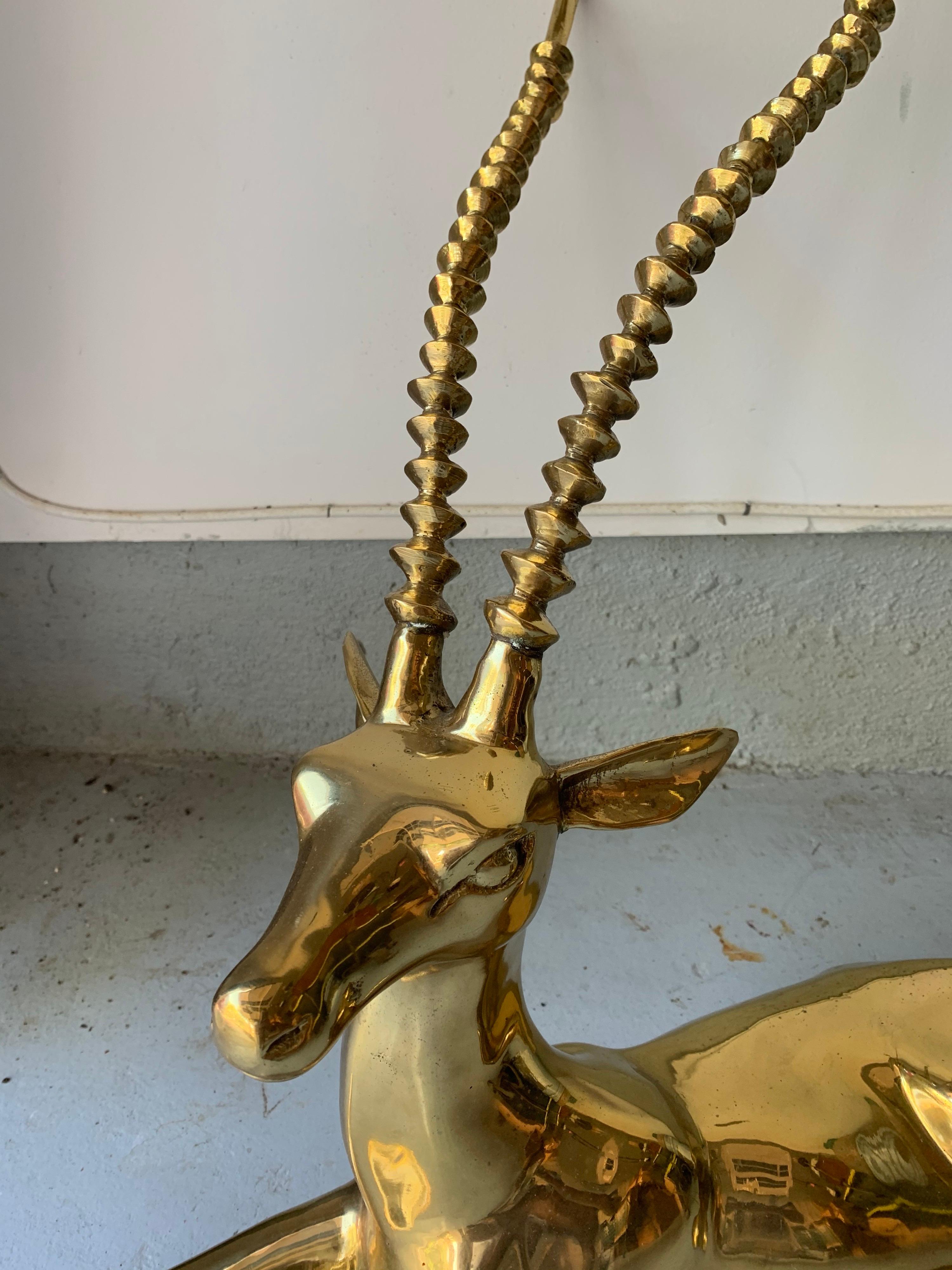 Mid-Century Modern Midcentury Brass Gazelle Sculpture