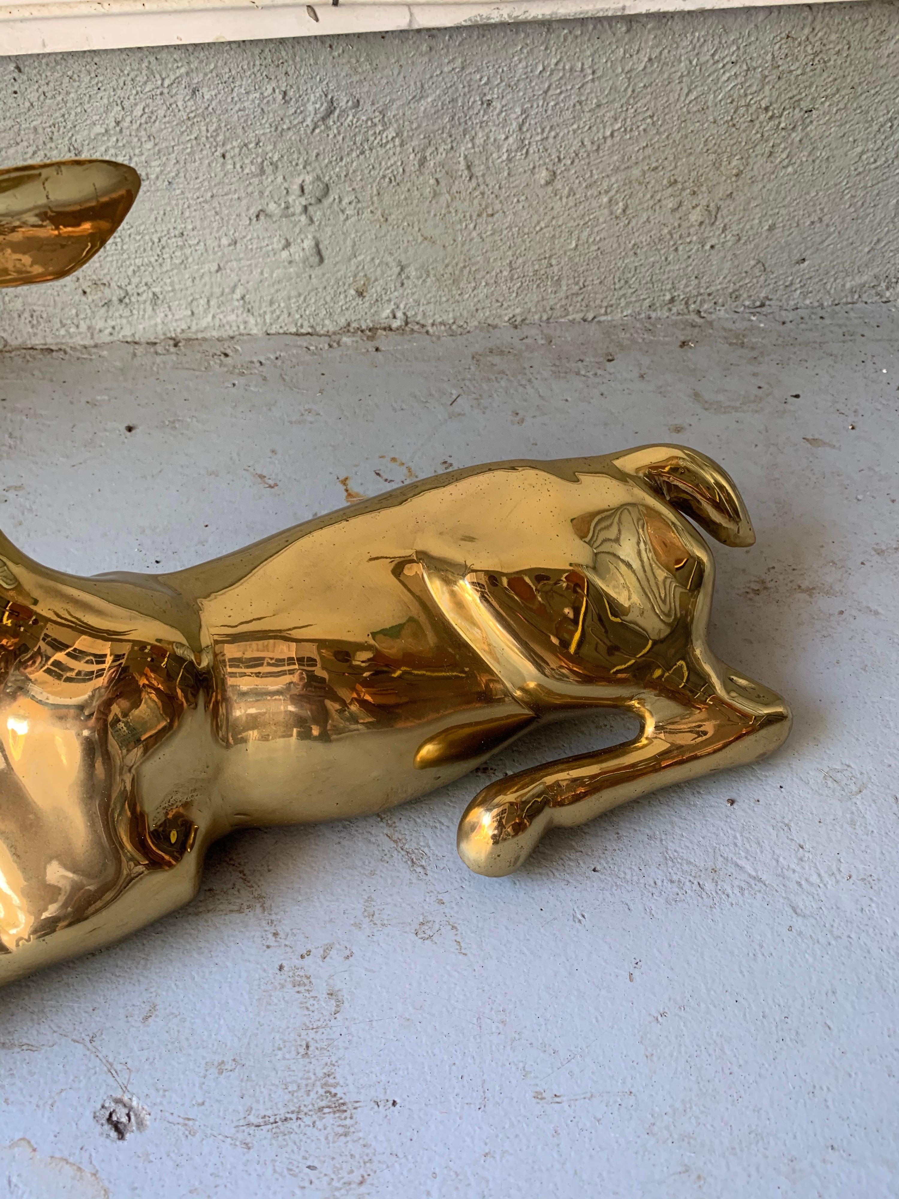 North American Midcentury Brass Gazelle Sculpture