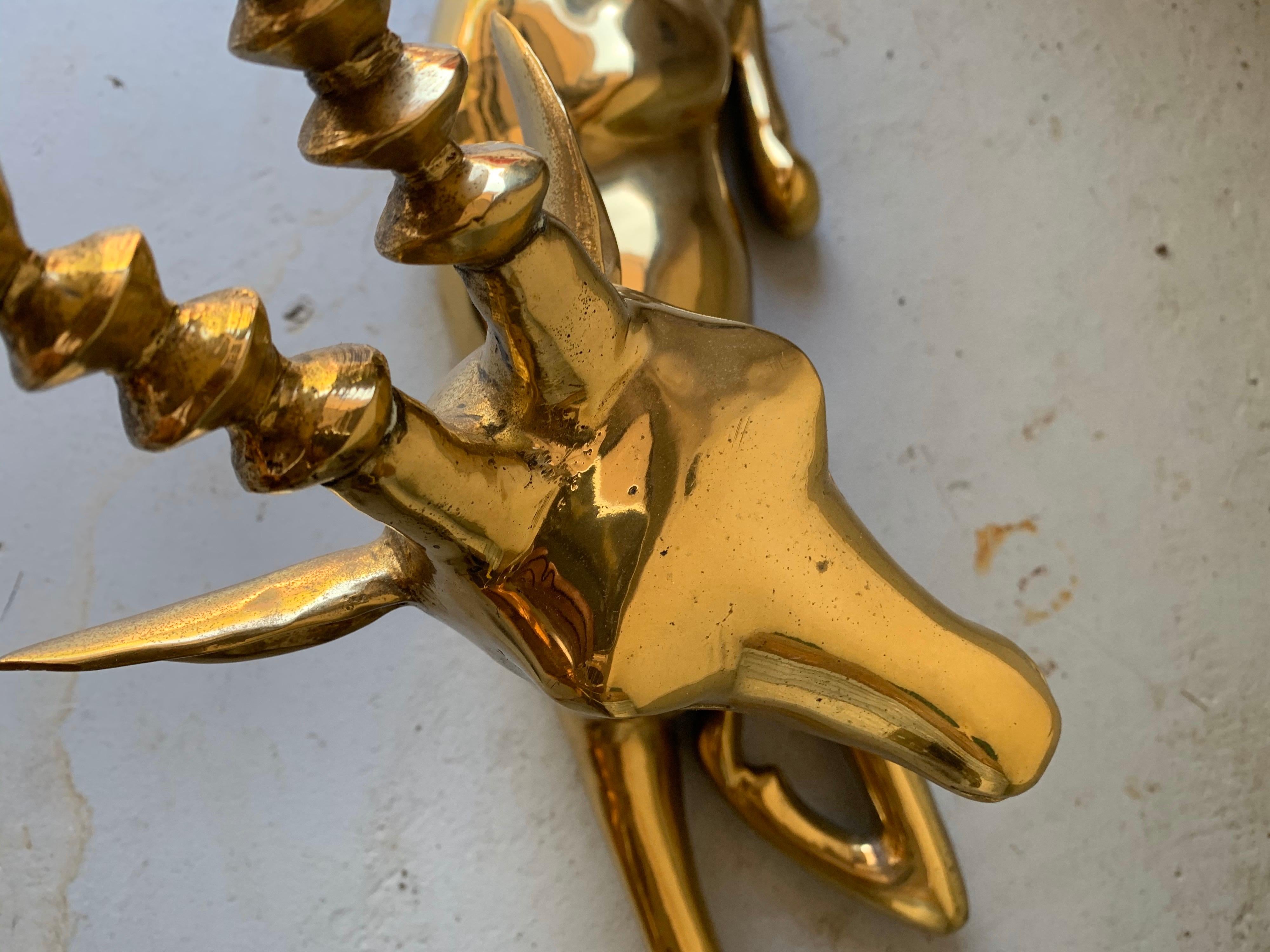 Mid-20th Century Midcentury Brass Gazelle Sculpture