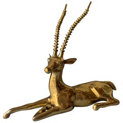 Midcentury Brass Gazelle Sculpture