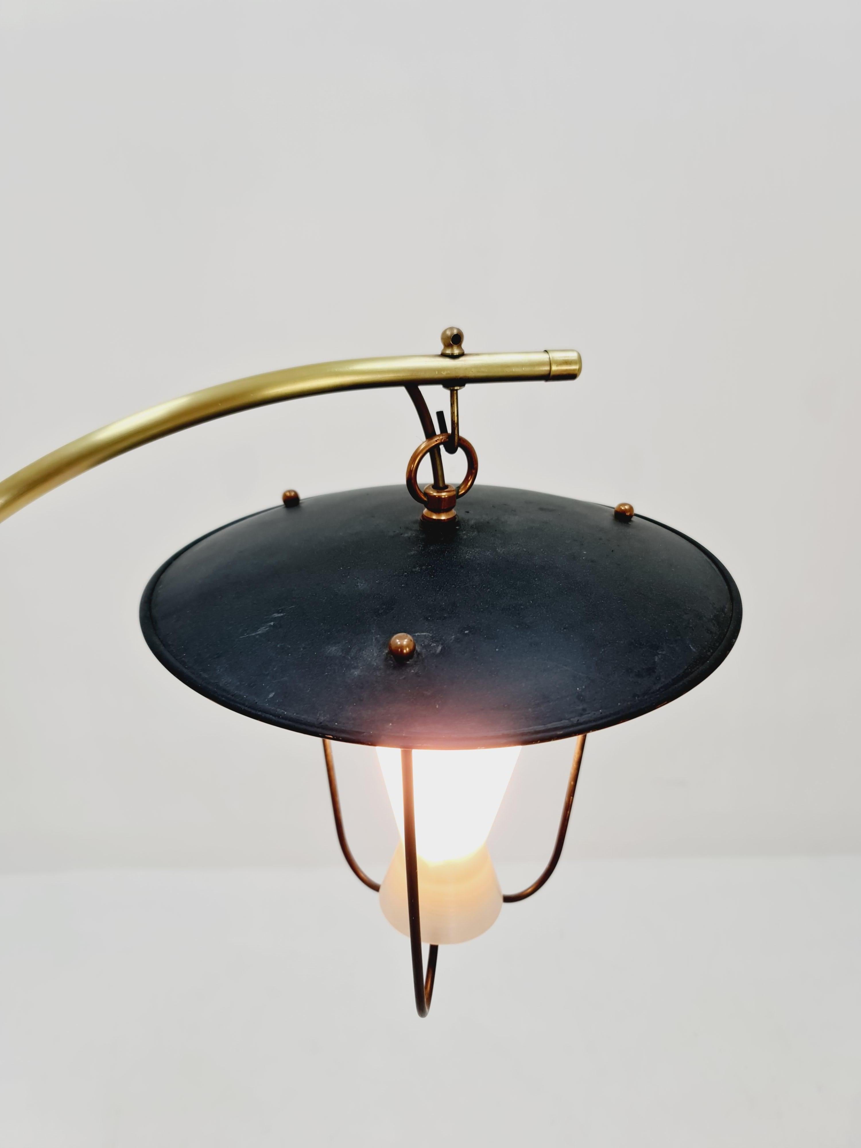 Mid century brass German arc floor lamp, 1960s For Sale 6