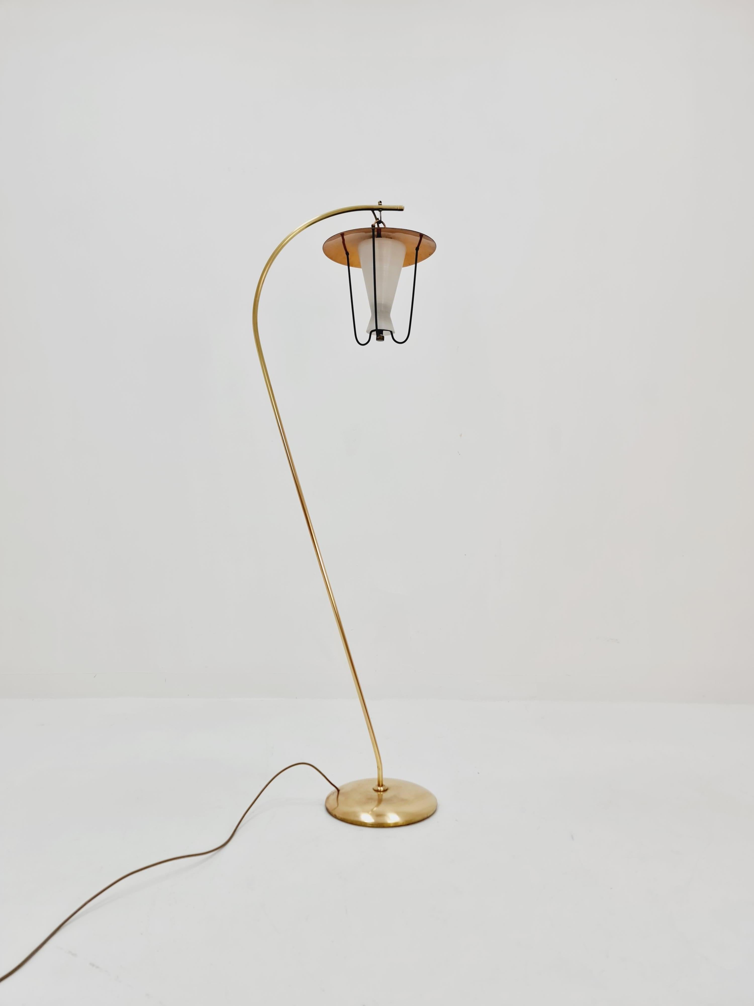 Mid-Century Modern Mid century brass German arc floor lamp, 1960s For Sale
