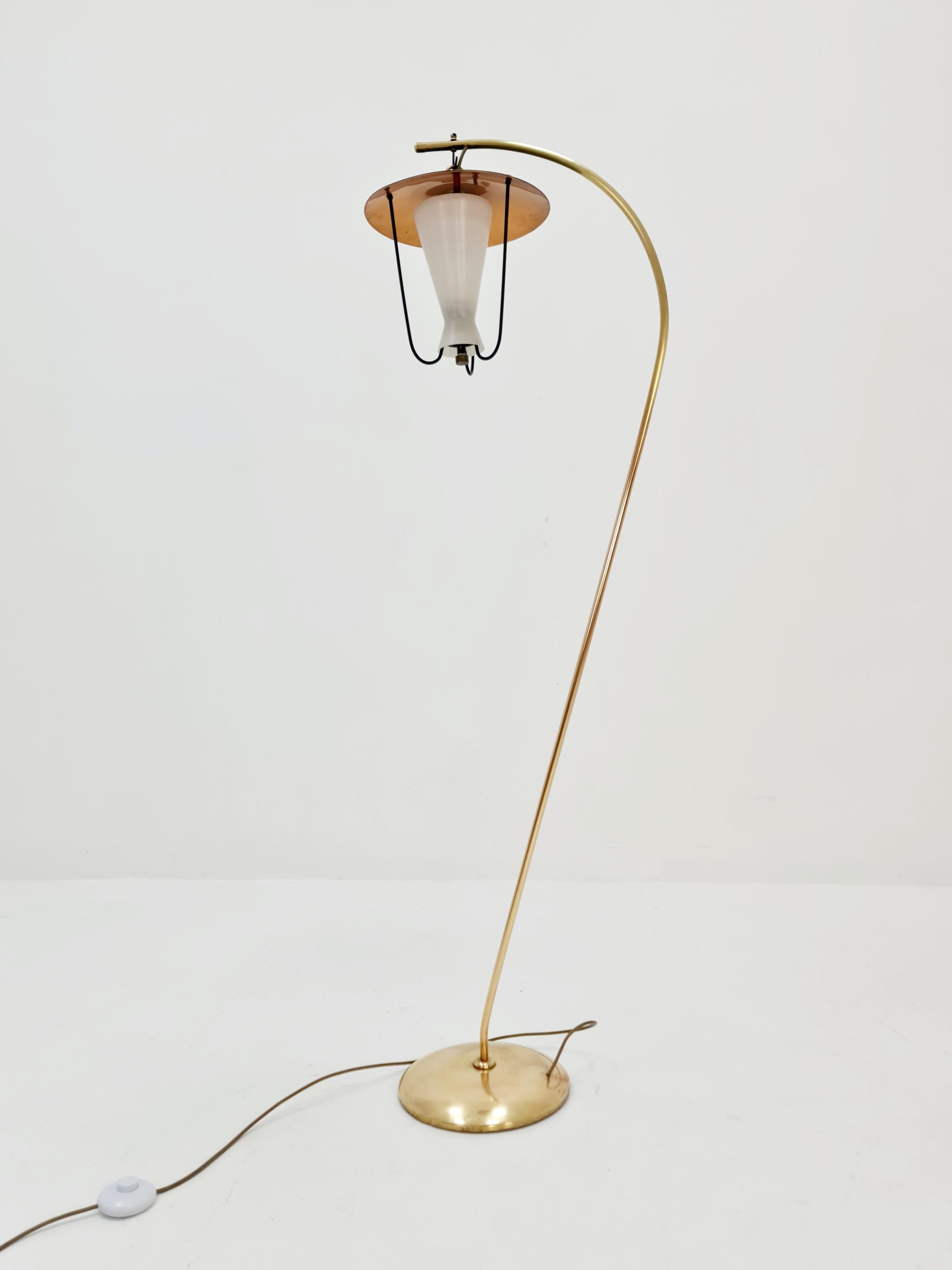 Mid century brass German arc floor lamp, 1960s For Sale 3