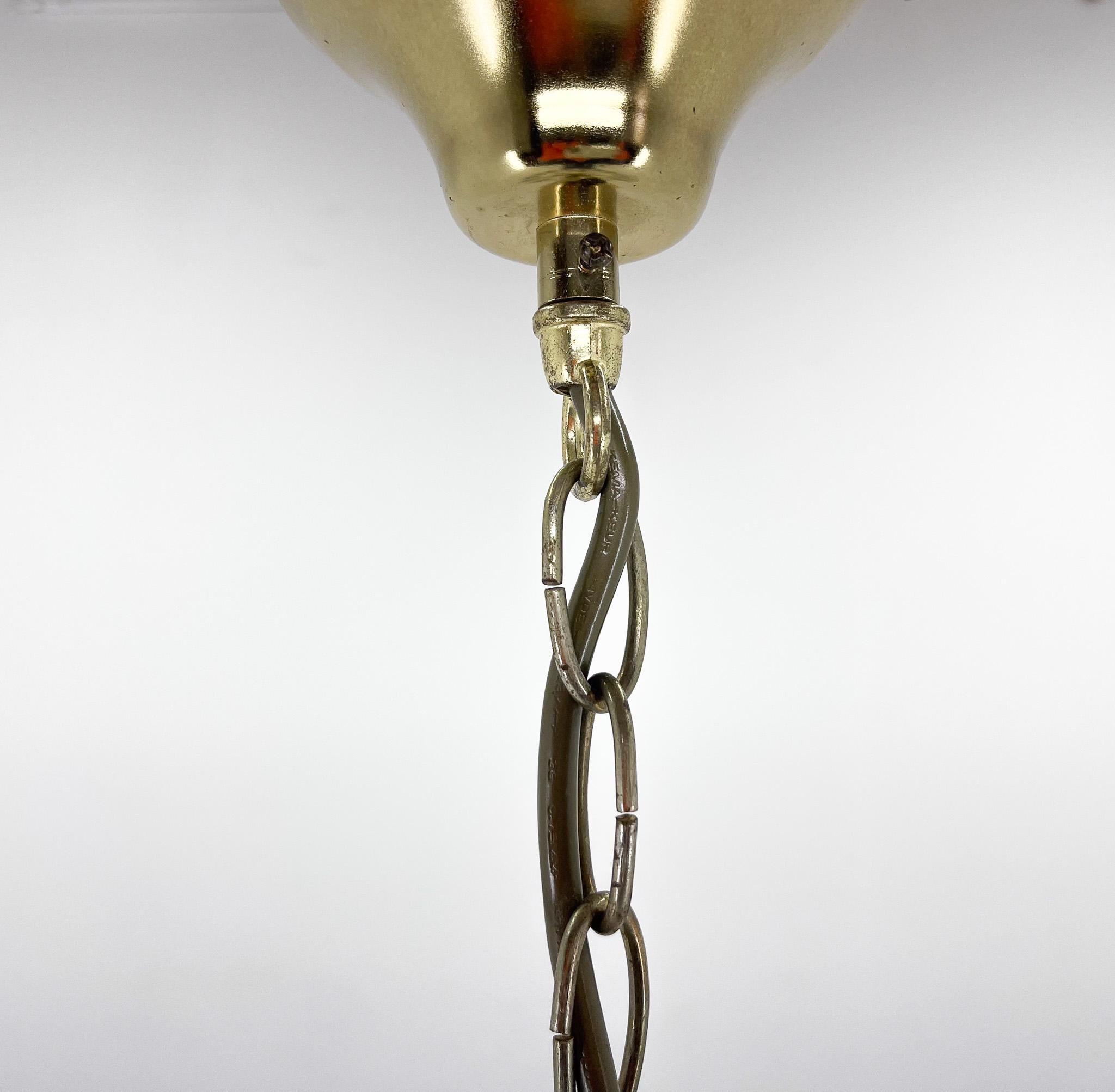 Midcentury Brass, Glass and Lucite Chandelier, Austria 1970s For Sale 4