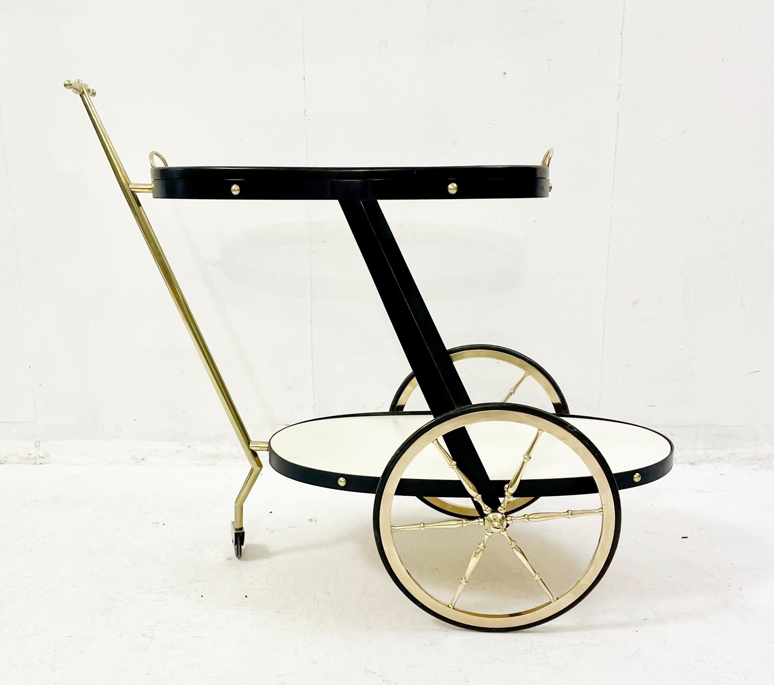 Mid-century brass glass and metal trolley - Italy 1950s.