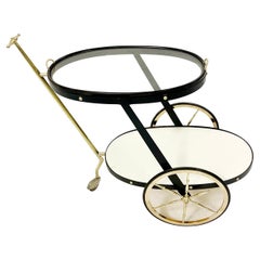 Mid-Century Brass Glass and Metal Trolley, Italy 1950s